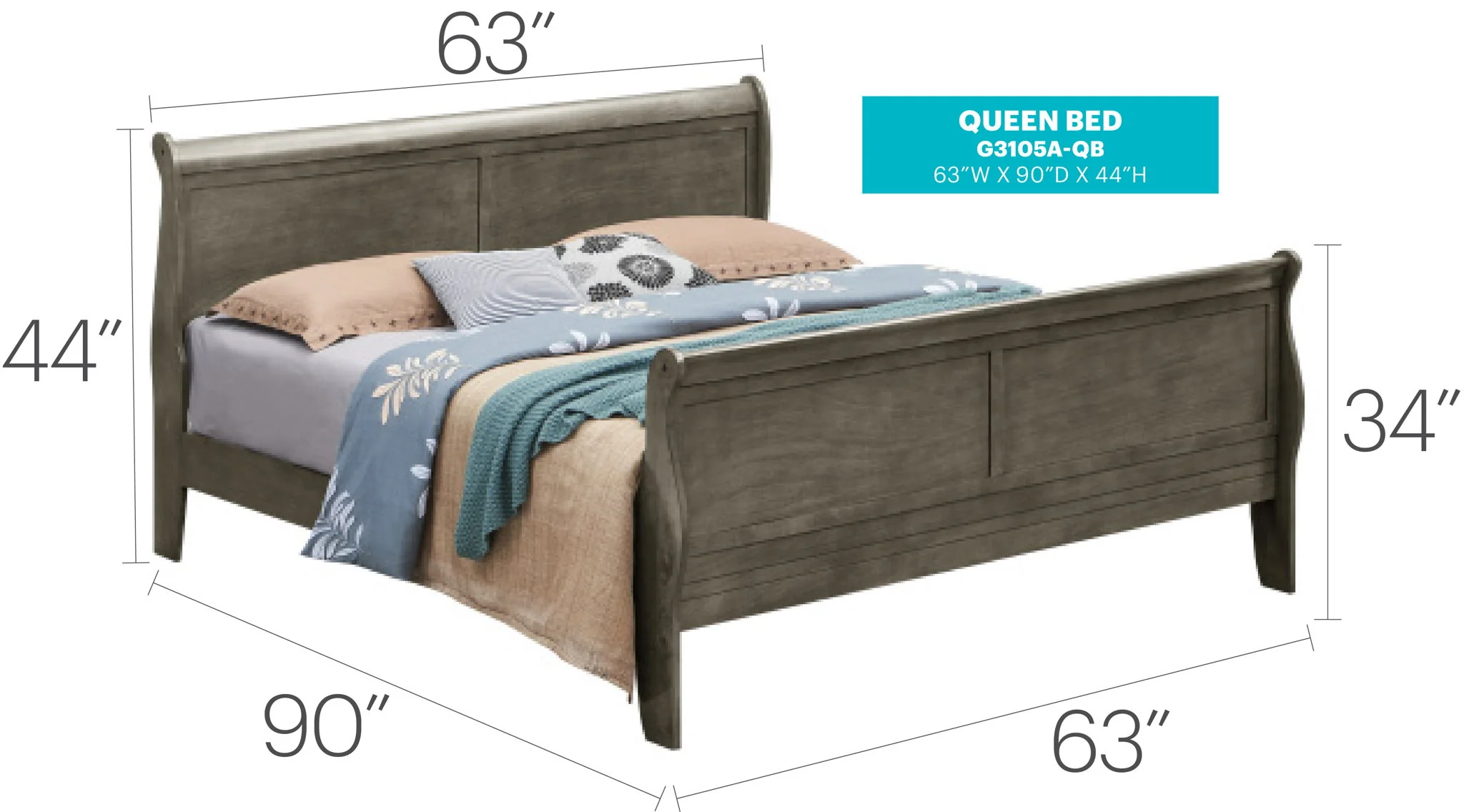 Panel Sleigh Bed - Image 31