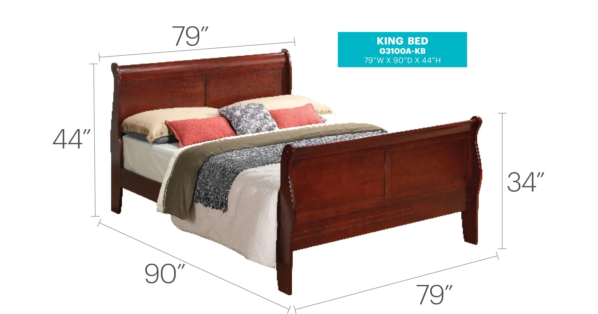 Panel Sleigh Bed - Image 47