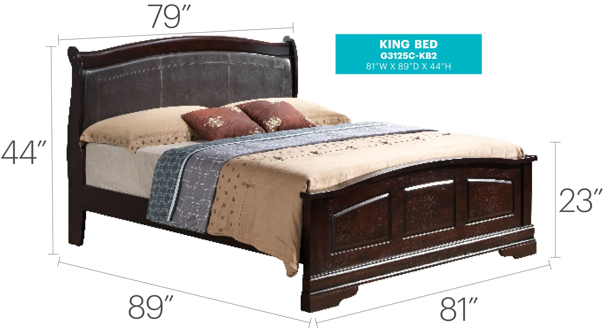 Panel Sleigh Bed Elegantly Crafted - Image 8