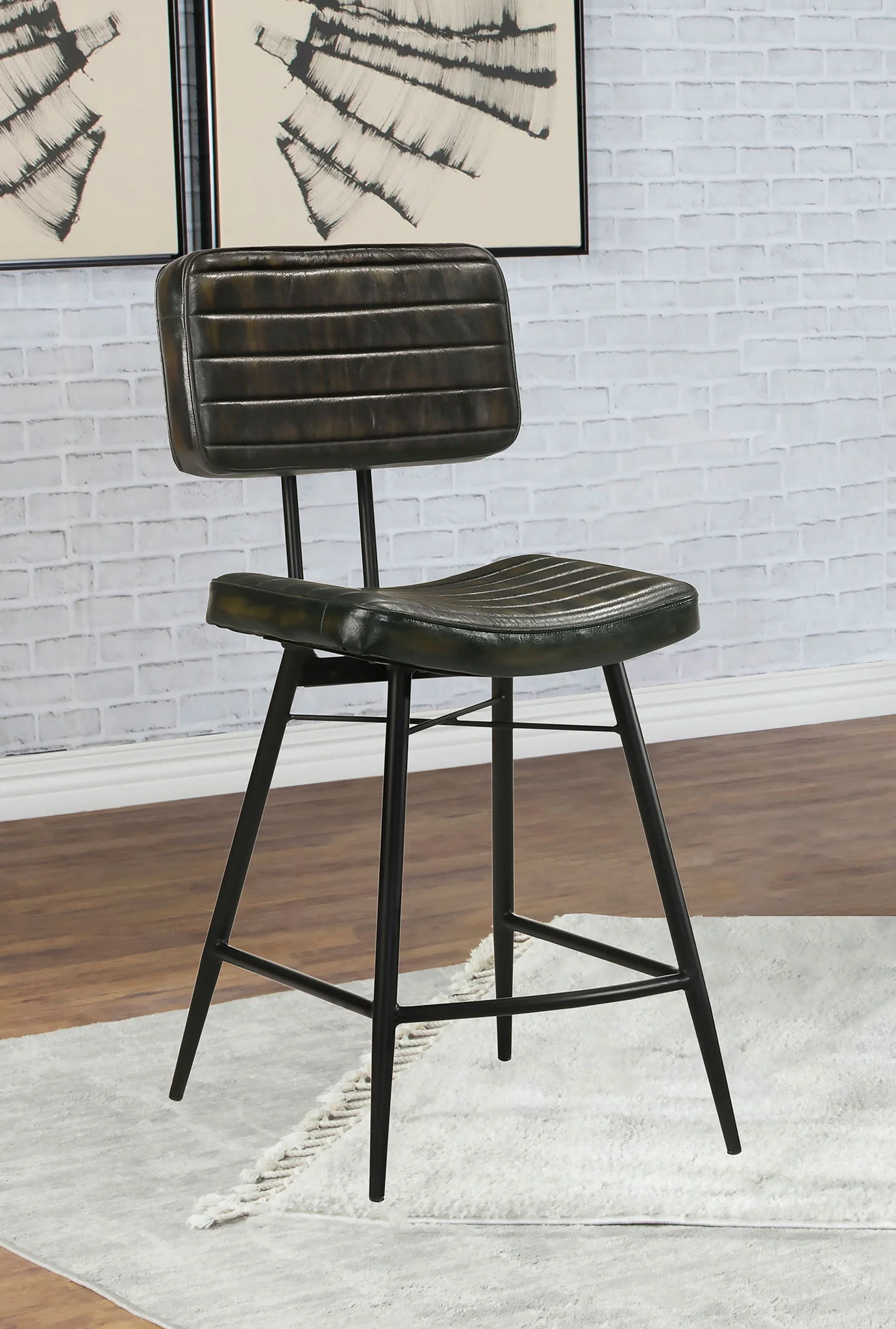 Partridge Leather Counter Chair Antique Espresso (Set of 2) - Image 2
