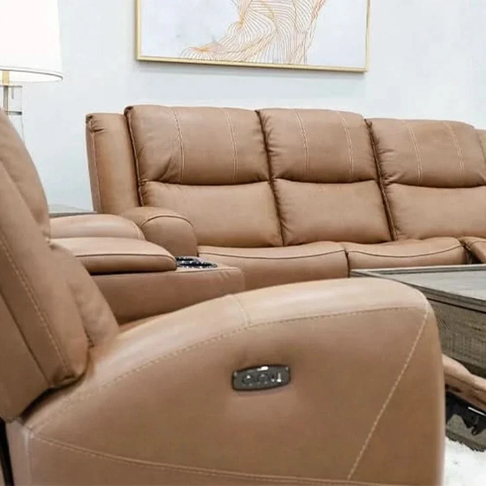 Pauline Butternut Brown Power Reclining Sofa and Loveseat with Power Headrests - Image 11