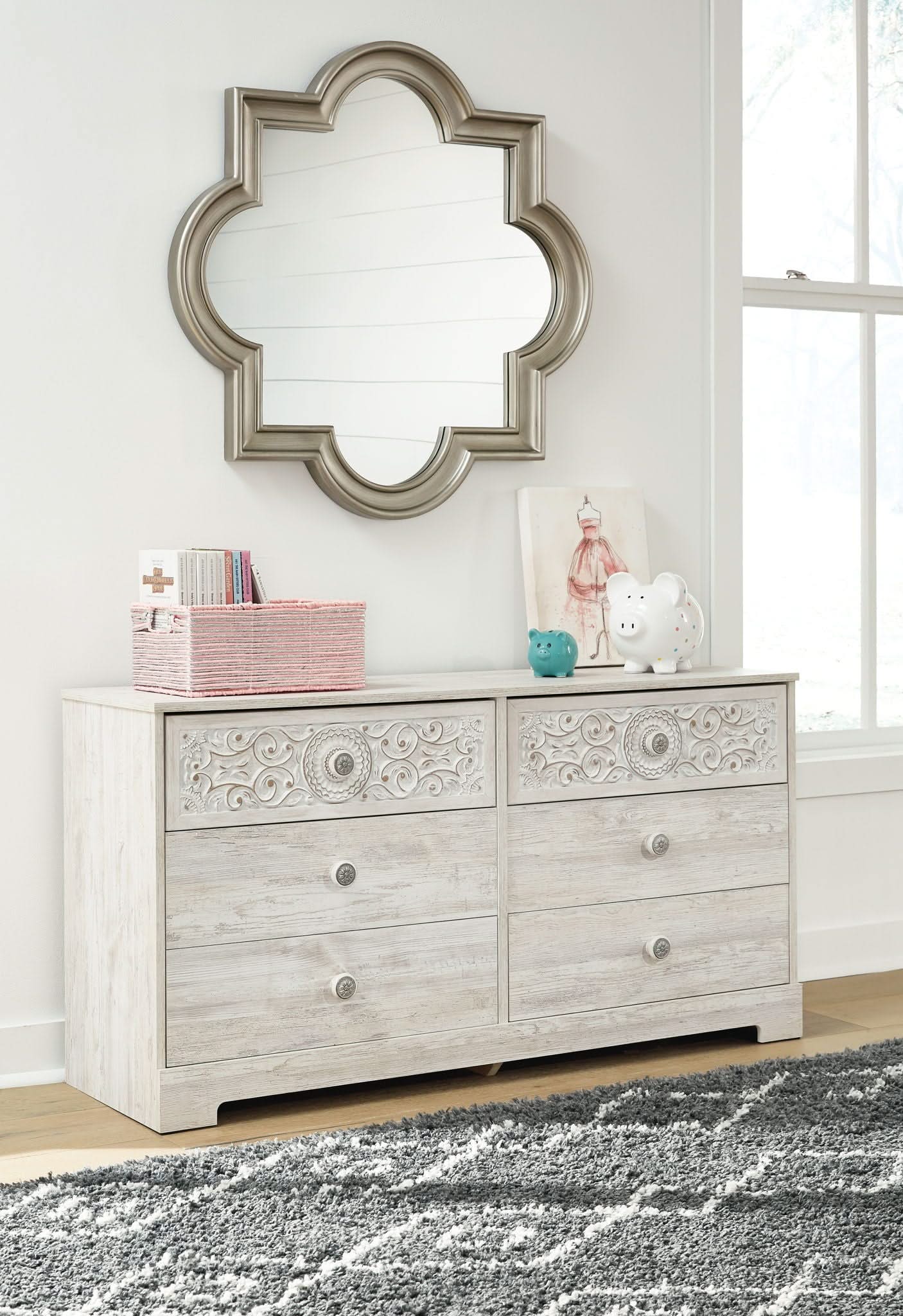 Paxberry - Six Drawer Dresser - Weatherworn - Whitewash - Image 3