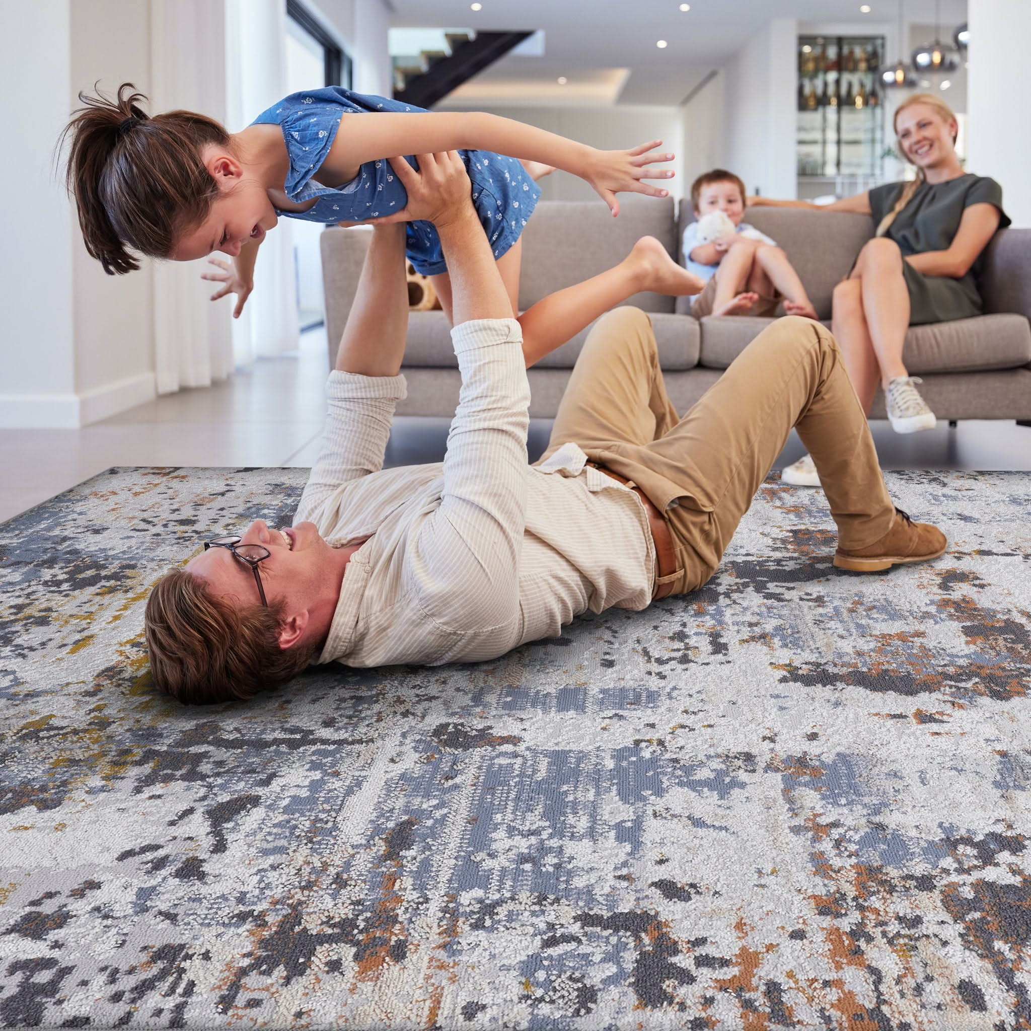 Payas - 8' X 10' Abstract Area Rug - Ivory / Blue - Image 3