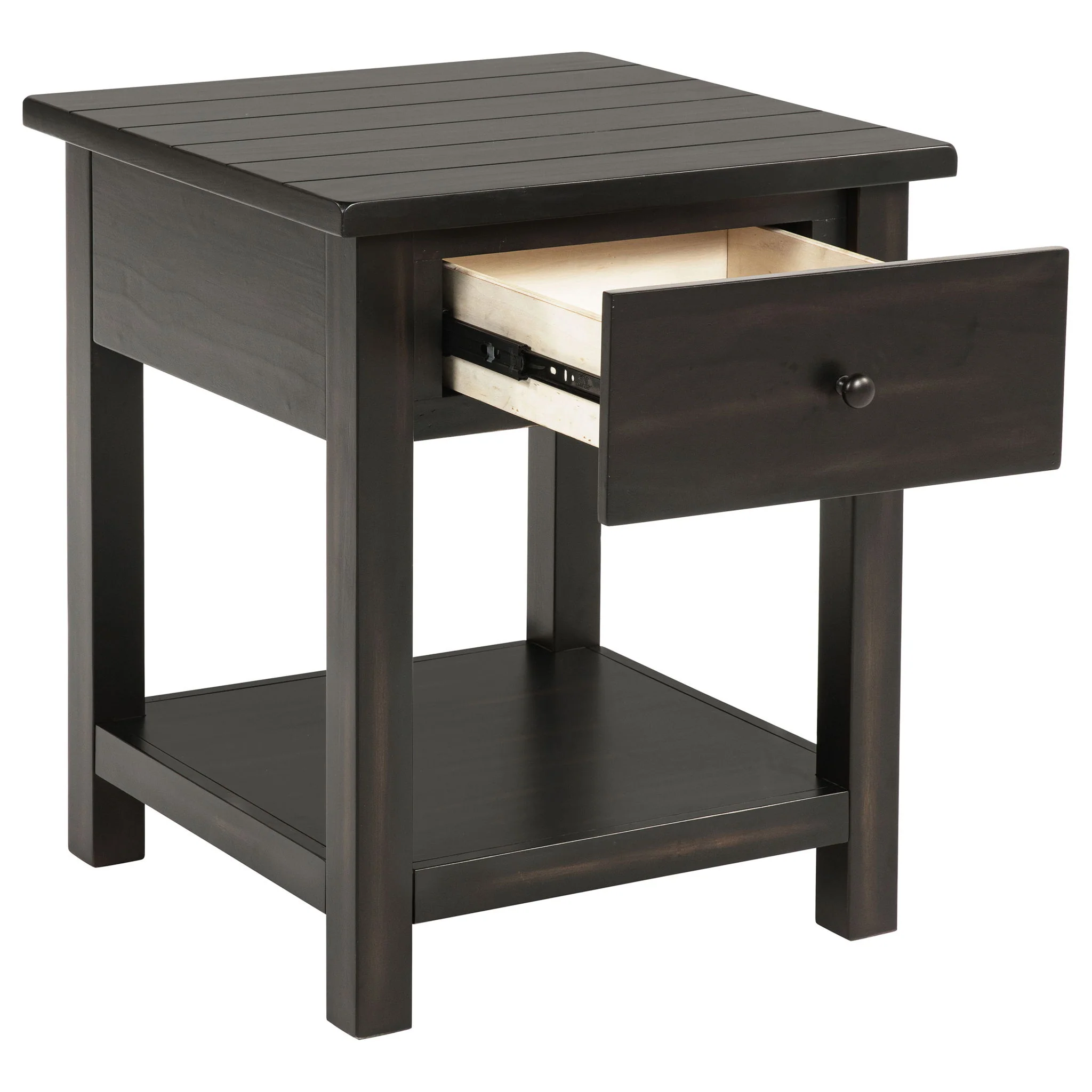 Payne 1-drawer Wood End Table with Shelf Distressed Java - Image 3