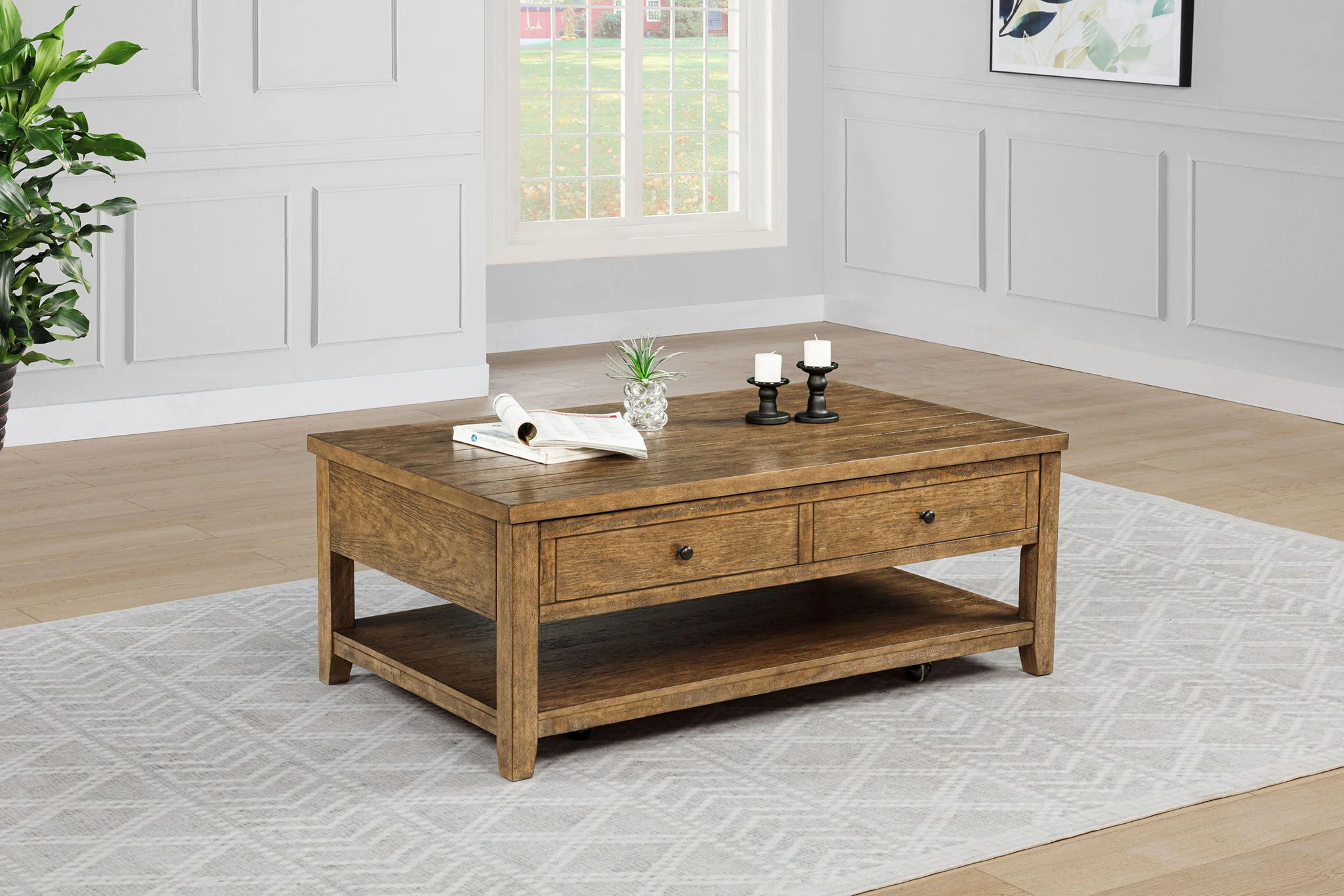 Payne 48-inch Mobile Lift Top Coffee Table Distressed Brown - Image 4