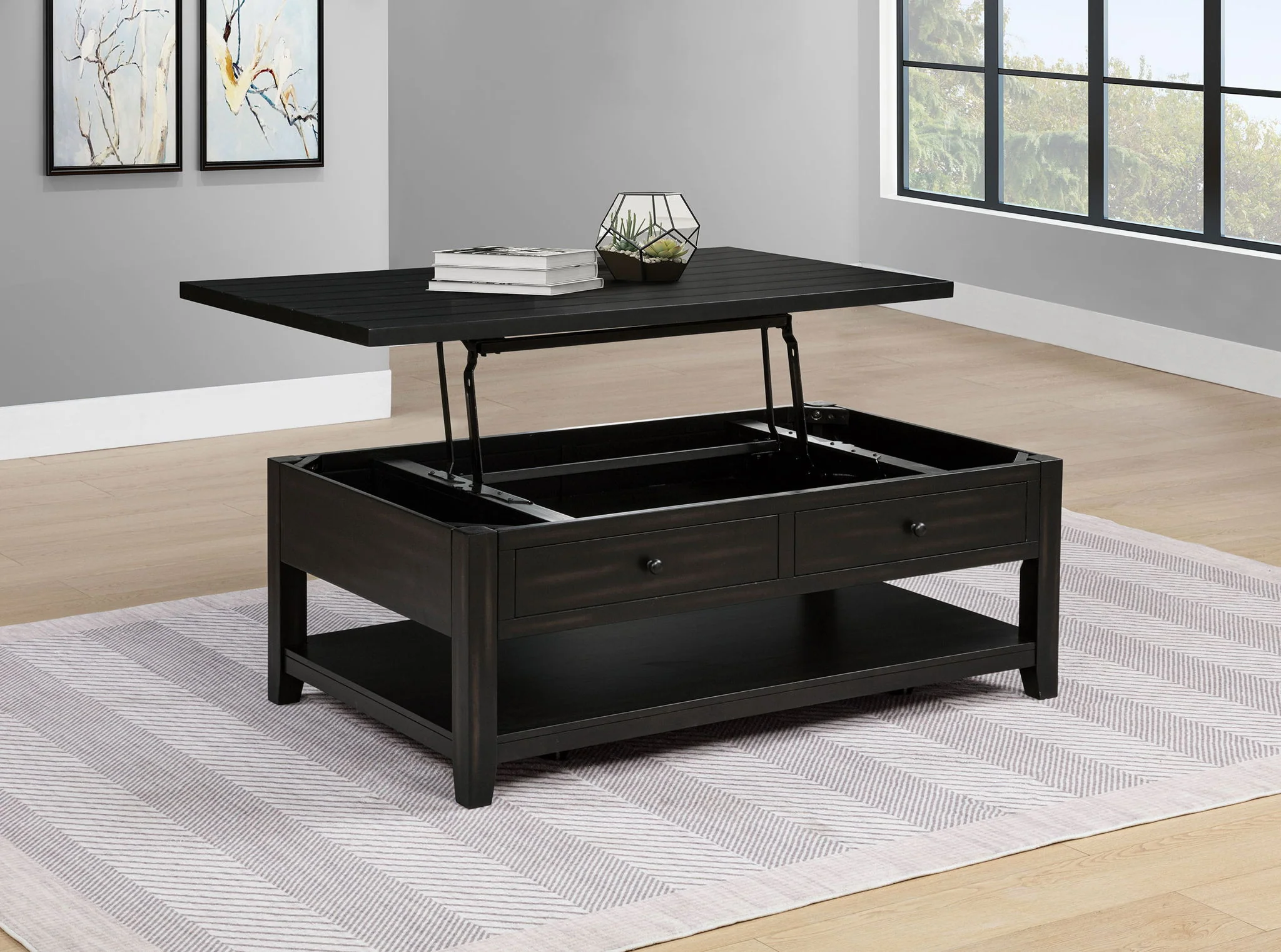 Payne 48-inch Mobile Lift Top Coffee Table Distressed Java - Image 3