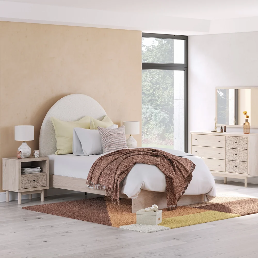 Pearl Twin 5-Piece Bedroom Set with Dresser & Mirror