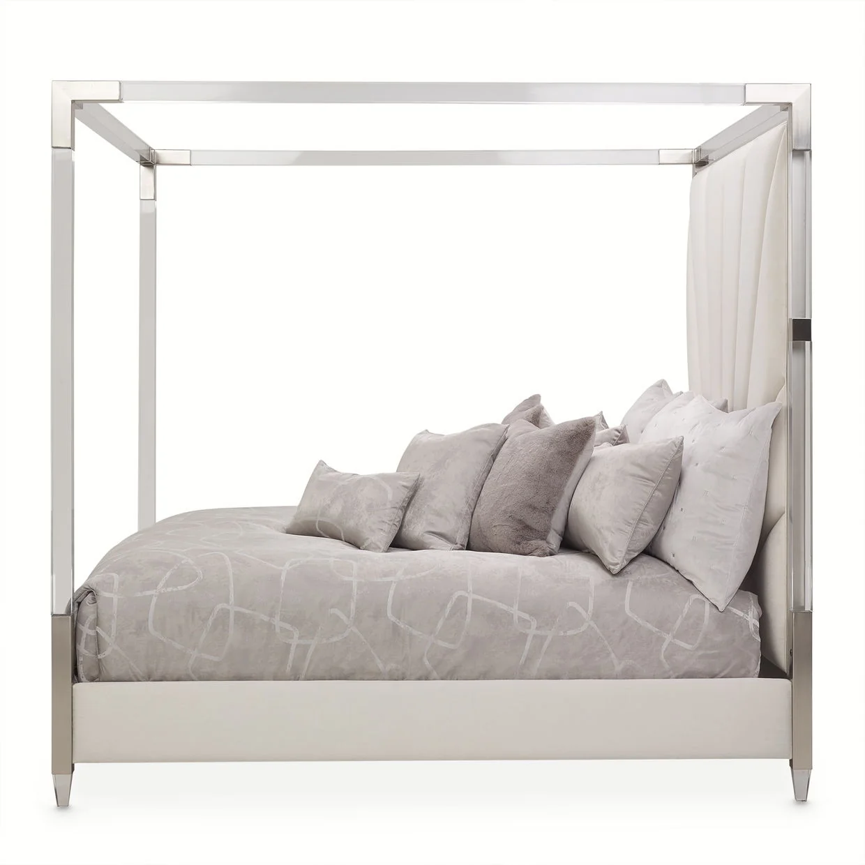 Penthouse - Eastern King Canopy Bed - Frosted Linen / Ash Gray - Image 2