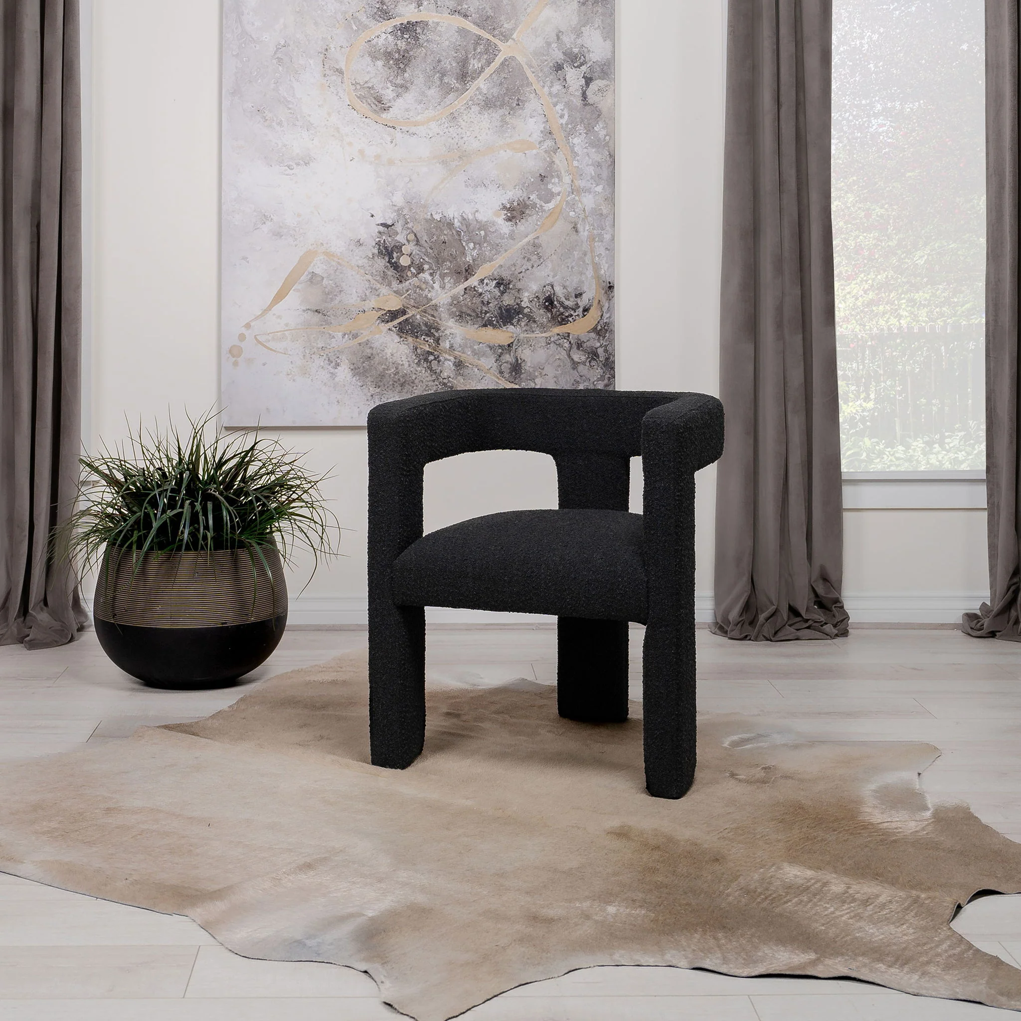 Petra Boucle Upholstered Accent Side Chair Black - Image 4