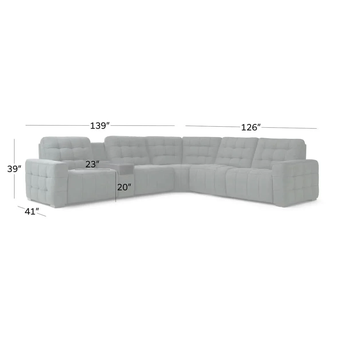Peyton Pepper Charcoal 6-Piece Power Reclining Sectional with Storage Console & USB Charging - Image 9