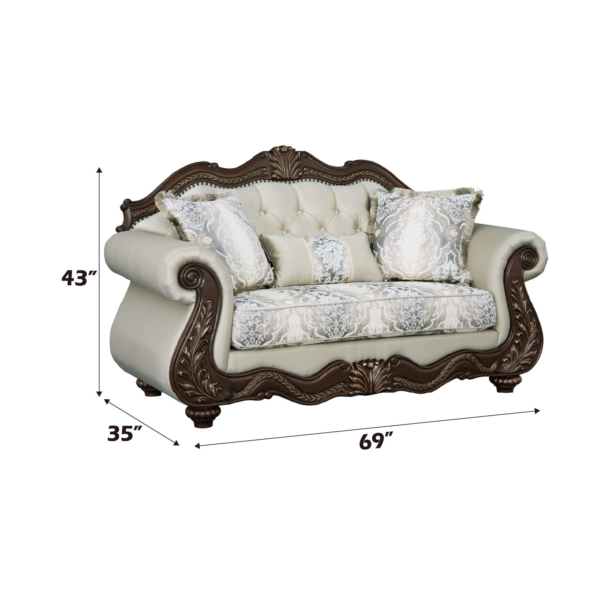 Pierce - Loveseat With 3 Pillows - Beige / Cherry - Image 4