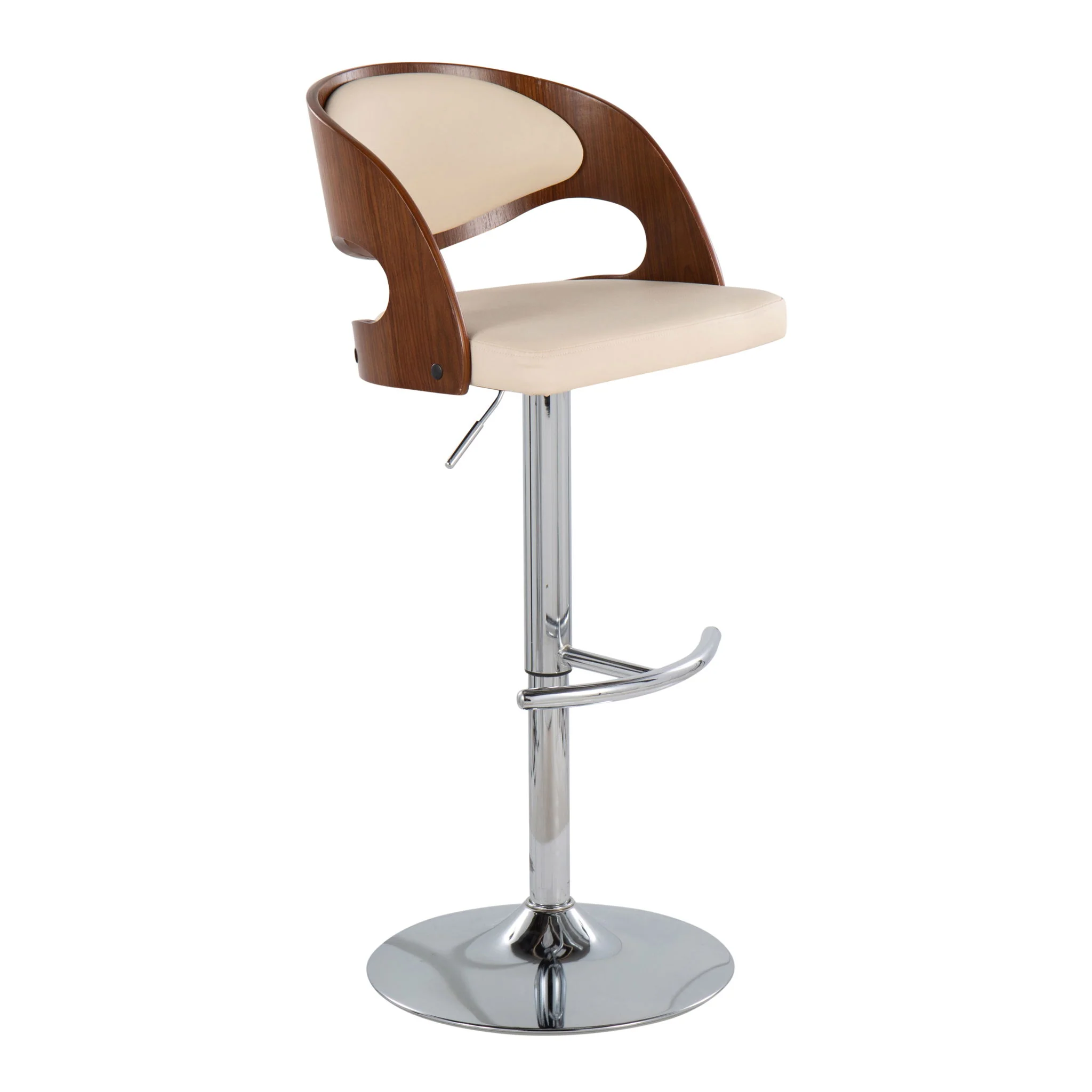Pino - Mid Century Modern Adjustable Barstool & Swivel With Rounded T Footrest (Set of 2) - Image 4