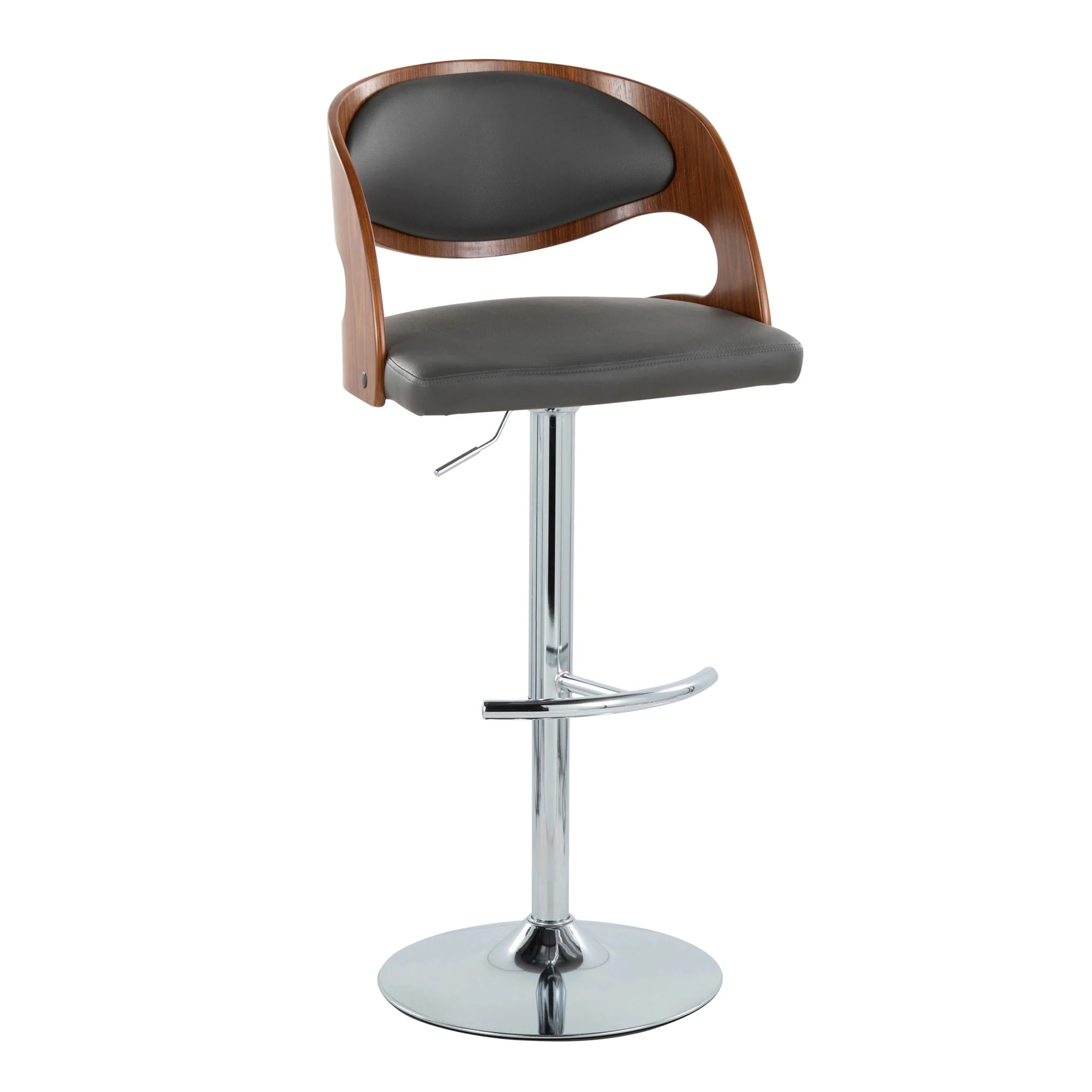 Pino - Mid Century Modern Adjustable Barstool & Swivel With Rounded T Footrest (Set of 2) - Image 6