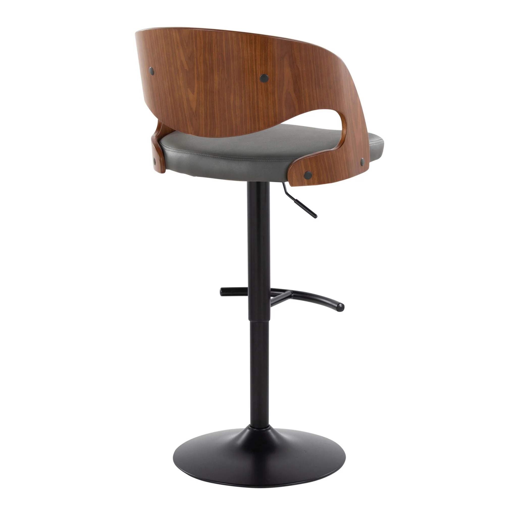 Pino - Mid Century Modern Adjustable Barstool With Swivel With Rounded T Footrest (Set of 2) - Image 7