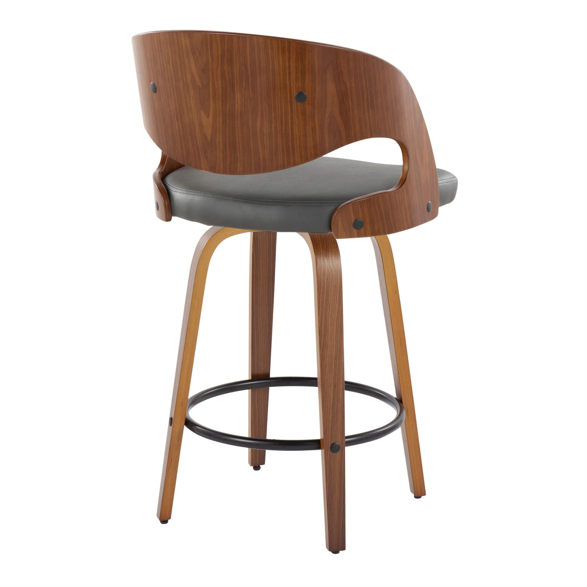 Pino - Mid Century Modern Fixed Height Barstool With Swivel With Round Footrest (Set of 2) - Image 7