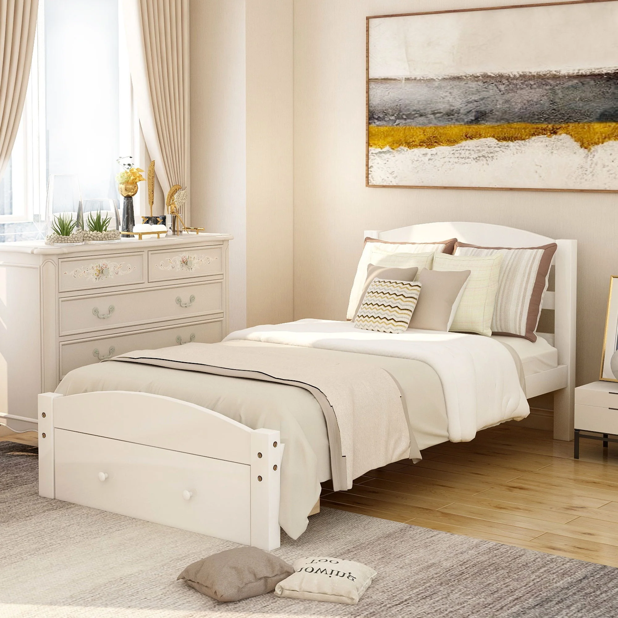 Platform Bed Frame With Storage Drawer And Wood Slat Support No Box Spring Needed - Image 4