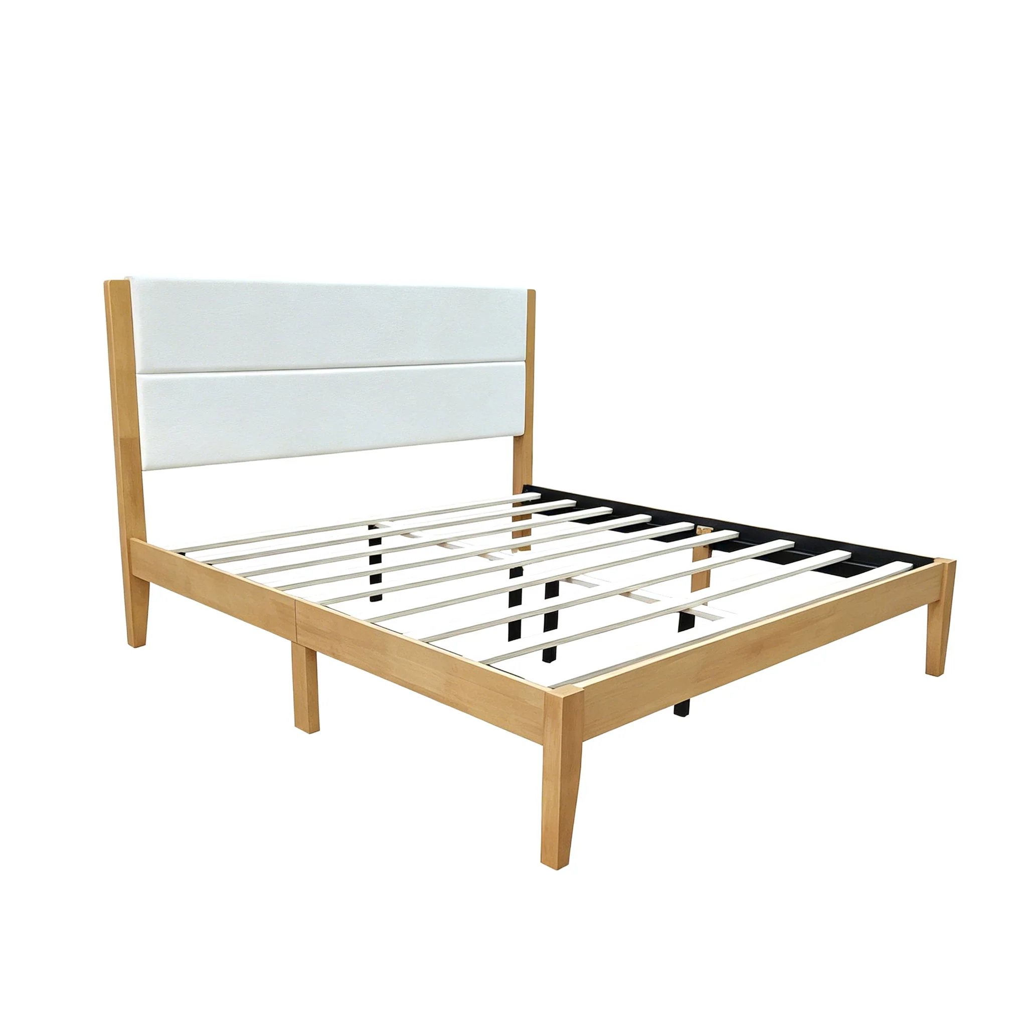 Platform Bed Frame With Upholstered Headboard, Slat Support - Image 3