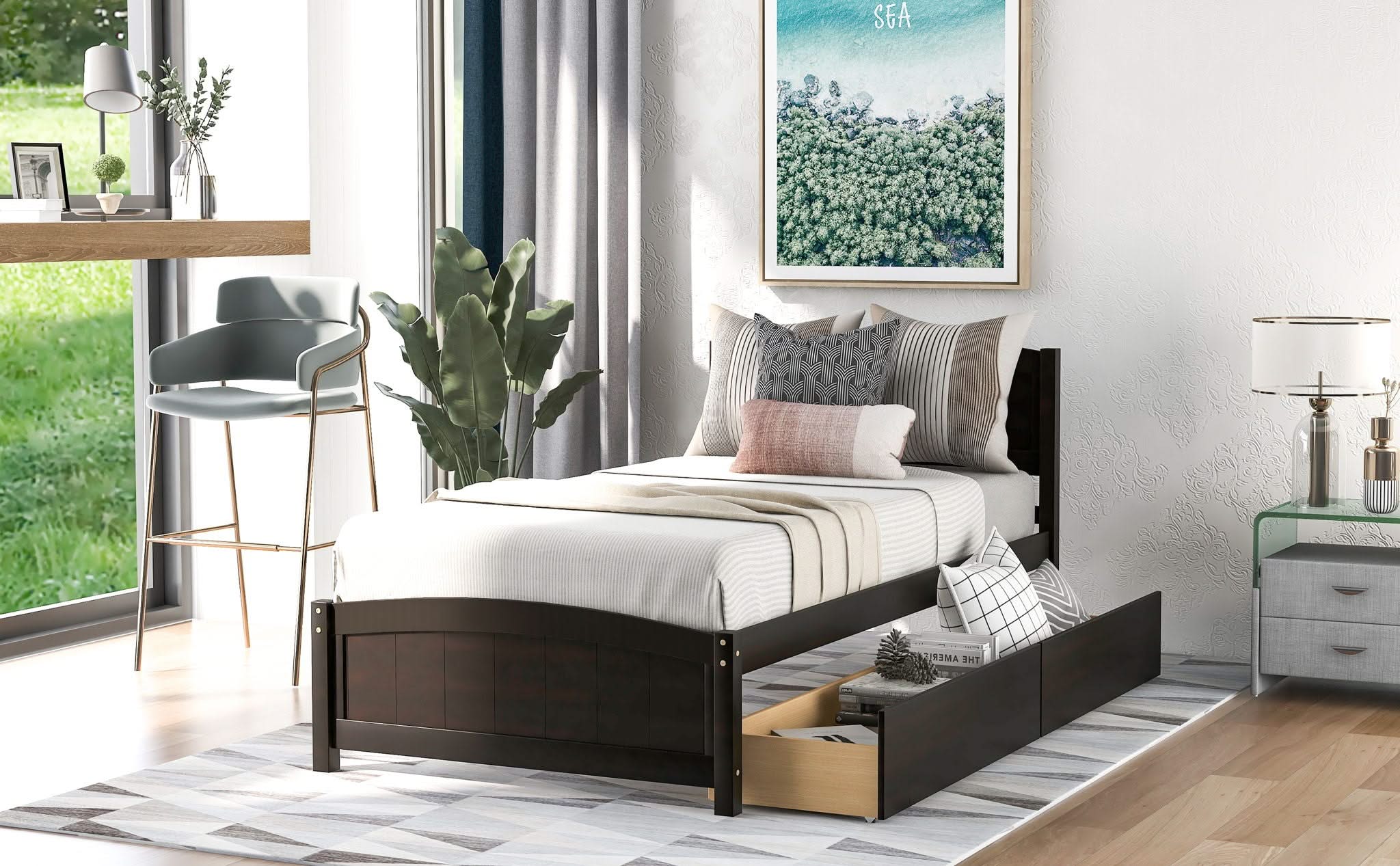 Platform Bed & Headboard, Footboard And Wood Slat Support - Image 15