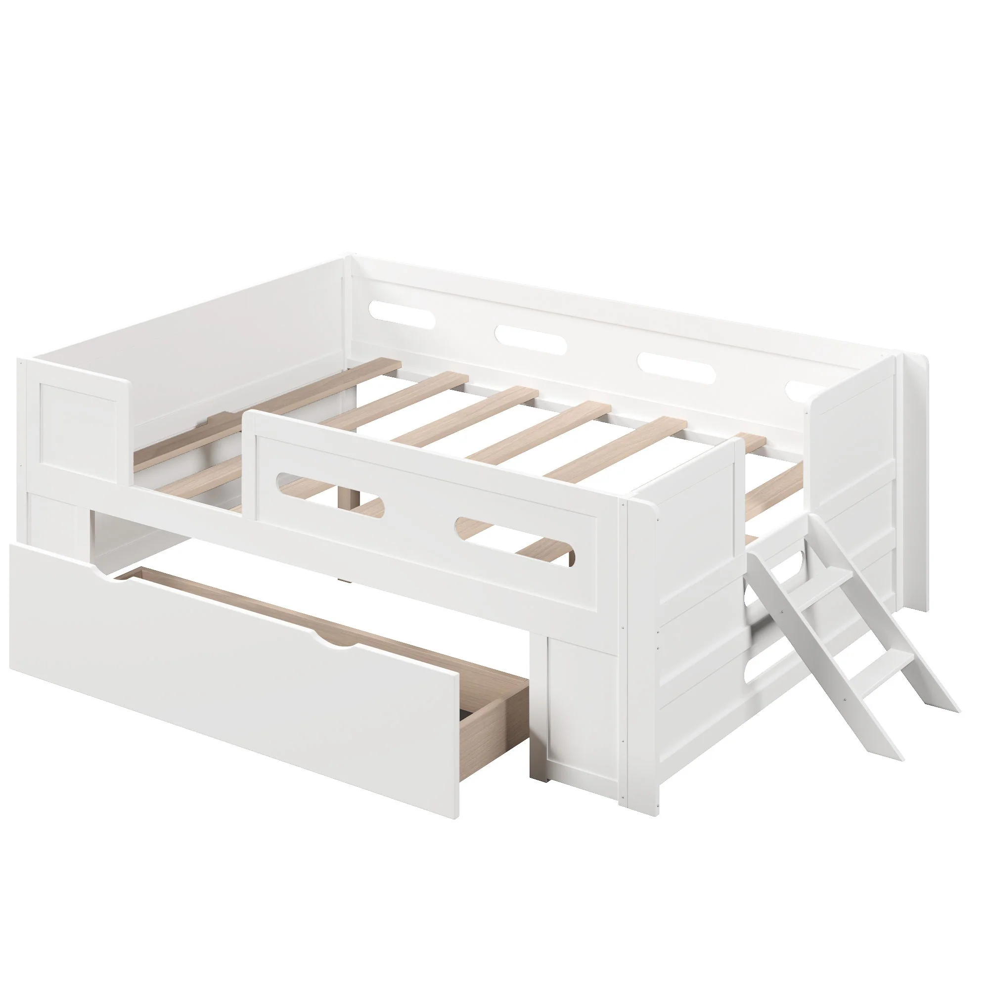 Platform Bed With Guardrail And Drawer - Image 3