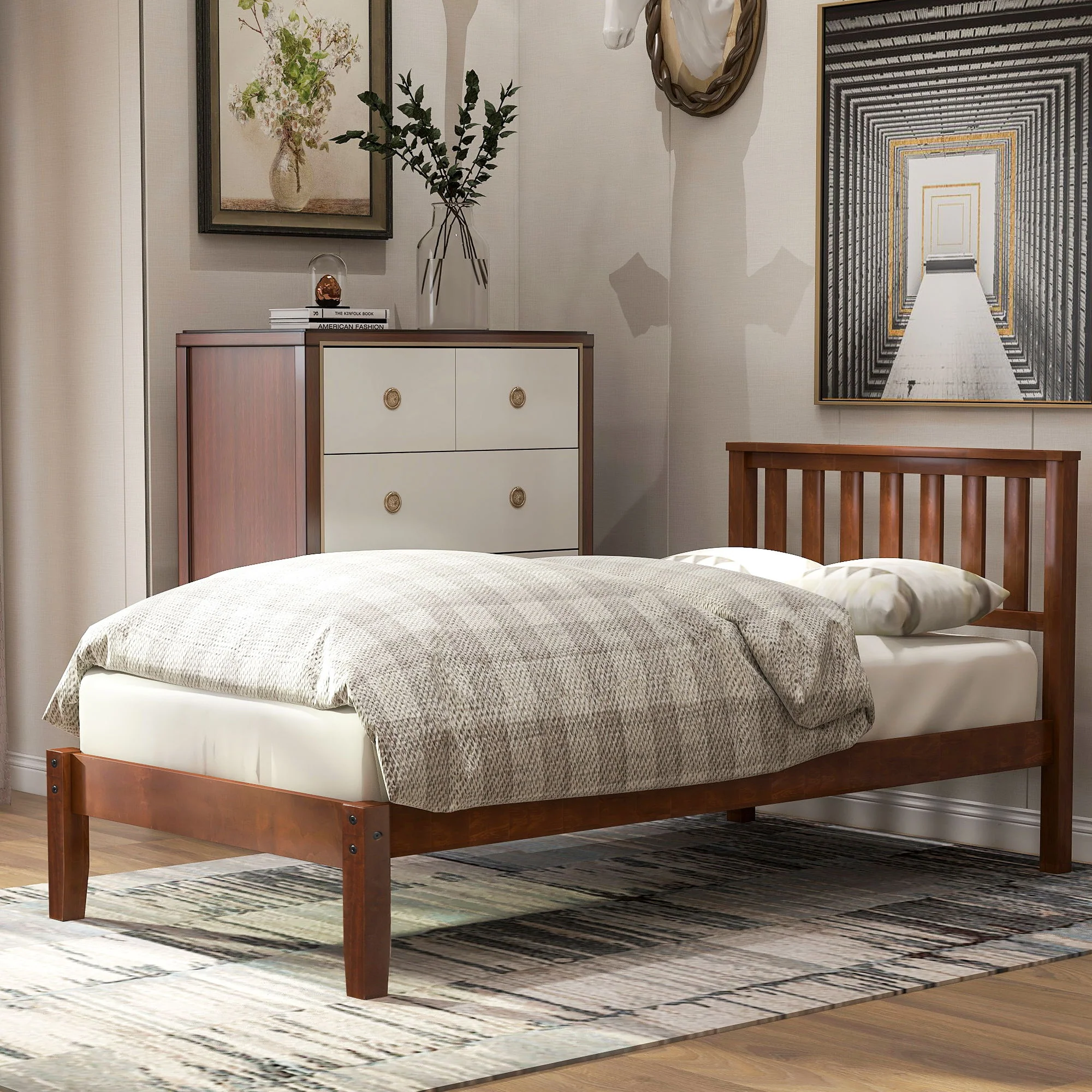 Platform Bed With Headboard, Footboard, Slat Support - Image 2