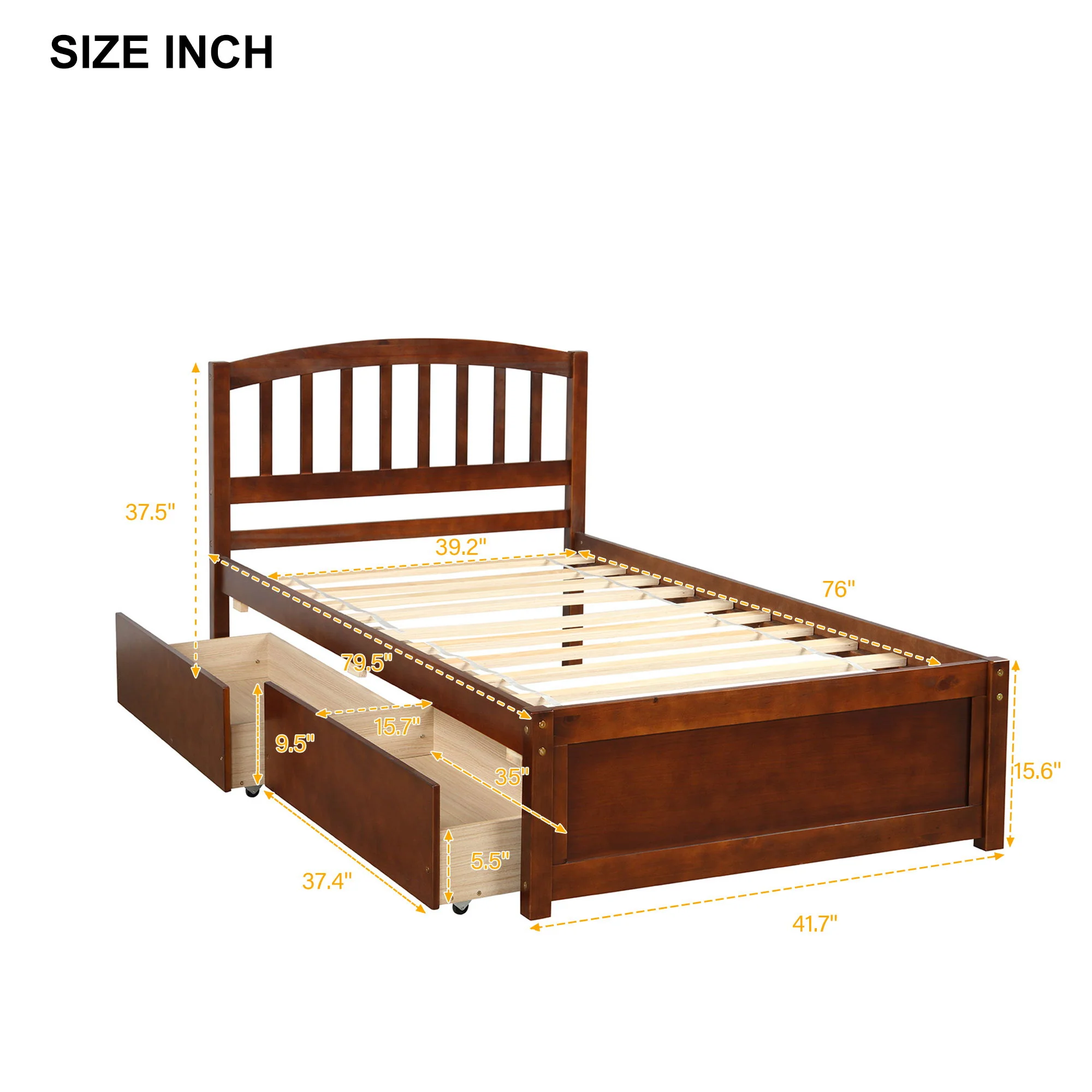 Platform Storage Bed Wood Bed Frame With Two Drawers And Headboard - Image 16