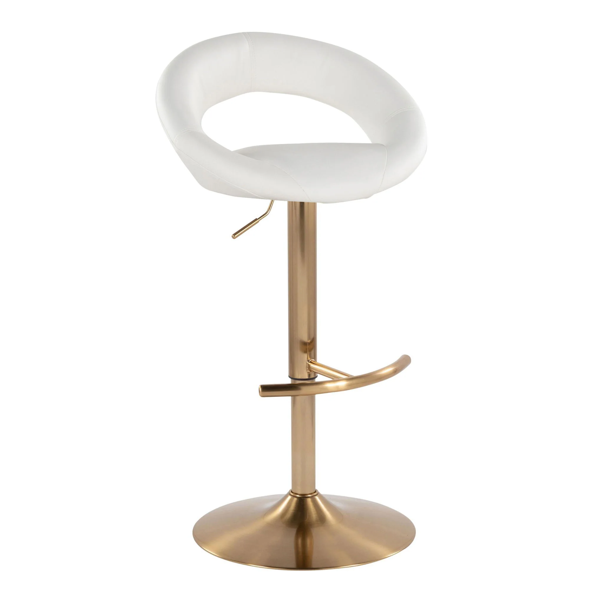 Posh - Contemporary / Glam Adjustable Barstool With Swivel With Rounded T Footrest (Set of 2) - Image 4