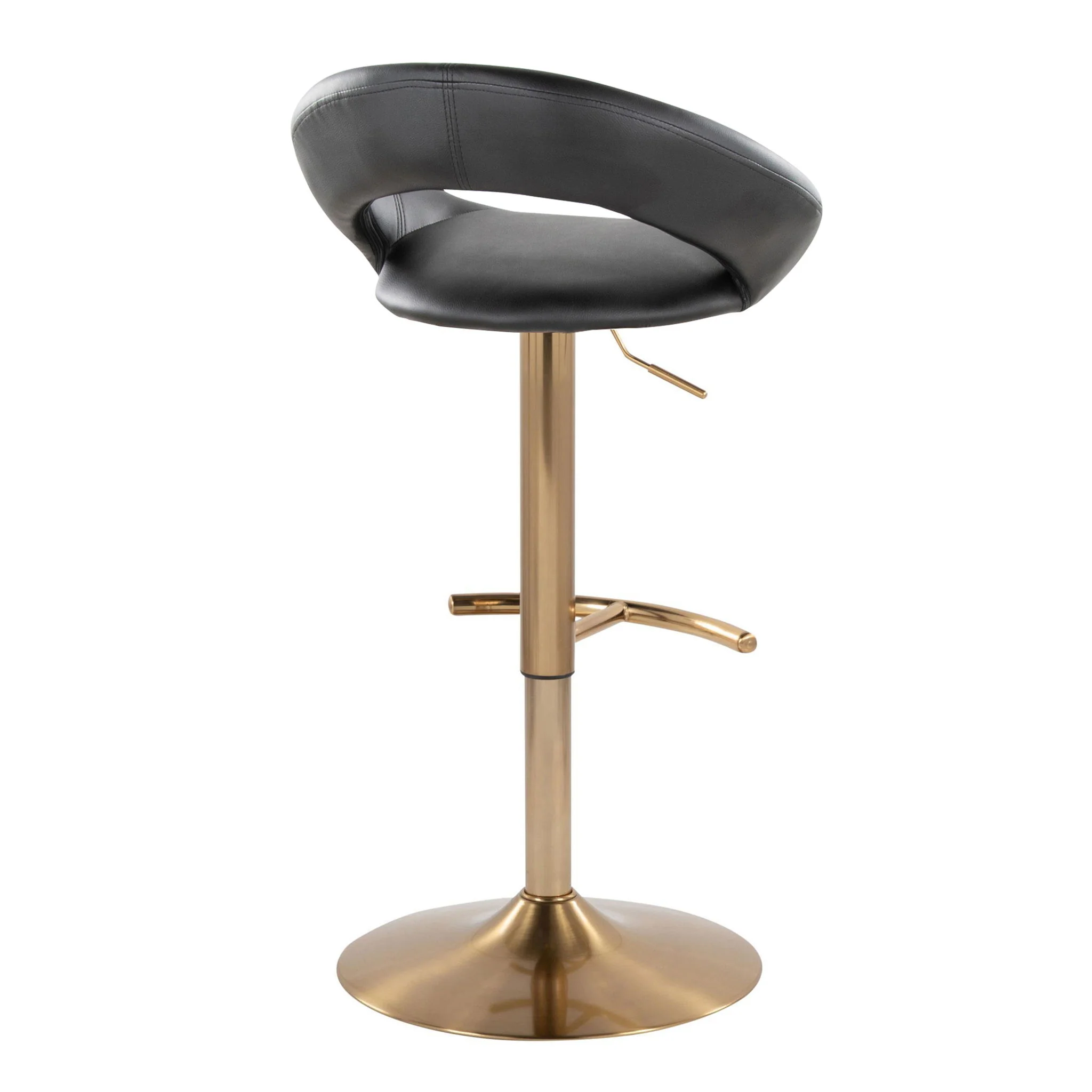 Posh - Contemporary / Glam Adjustable Barstool With Swivel With Rounded T Footrest (Set of 2) - Image 7