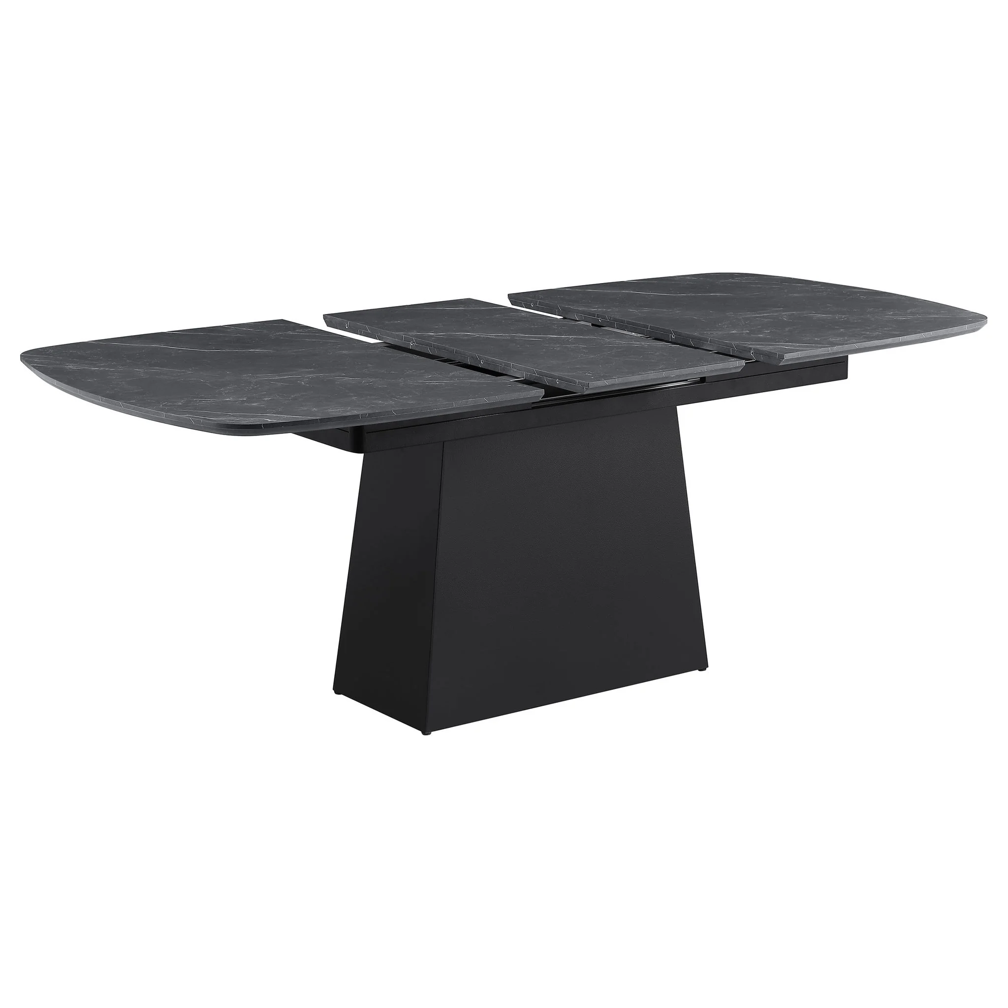 Potero 73-inch Faux Marble Extension Leaf Dining Table Black - Image 2