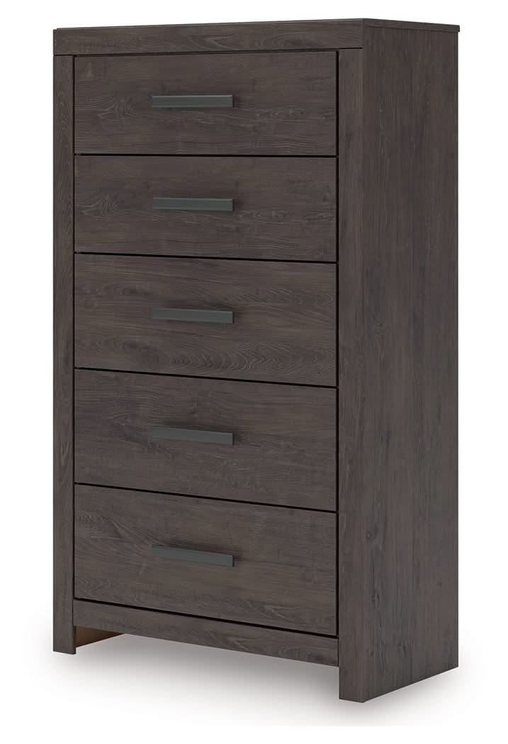 Prendonea - Five Drawer Chest - Charcoal - Image 4