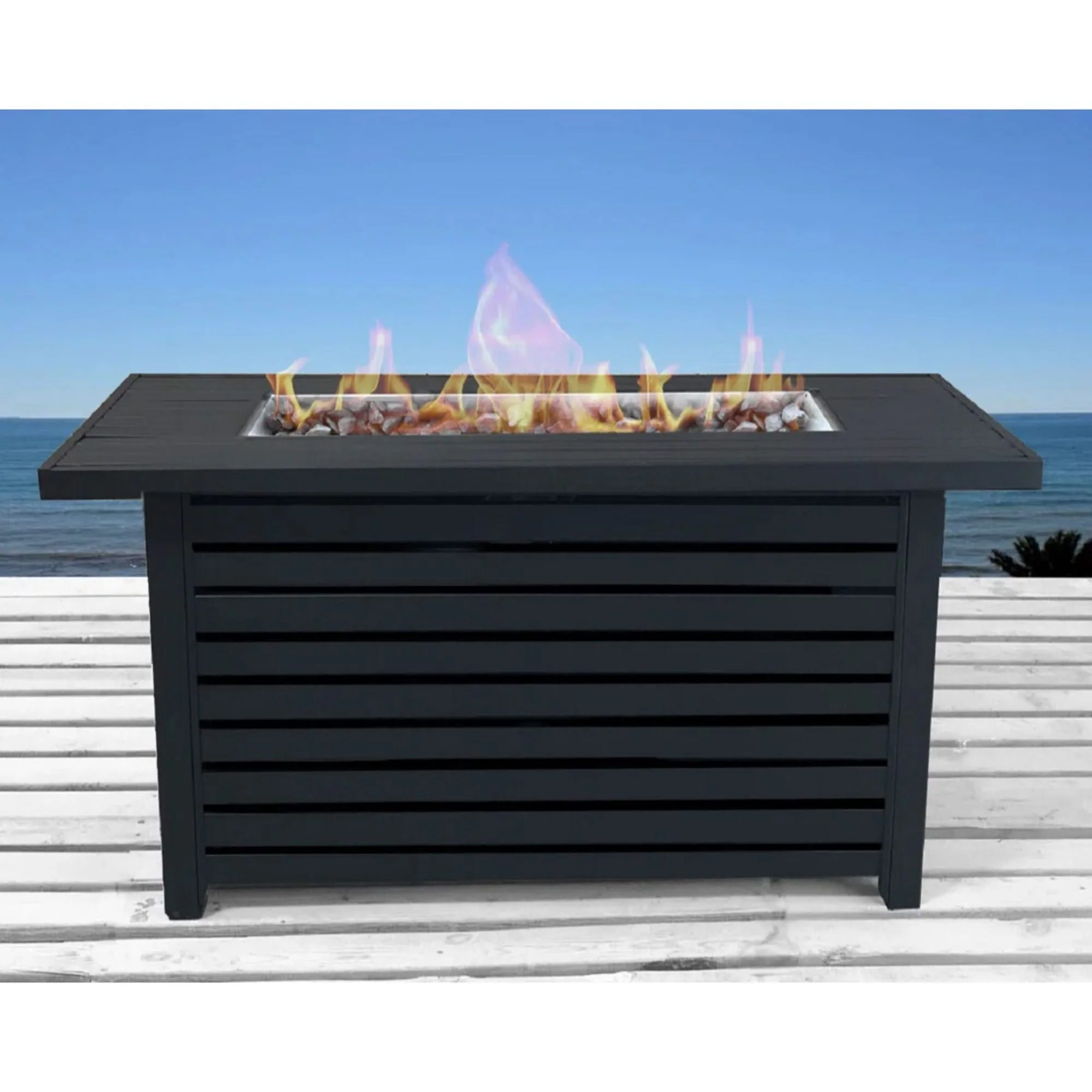 Propane / Gas Outdoor Fire Pit Table With Lid Durable Construction - Black - Image 4