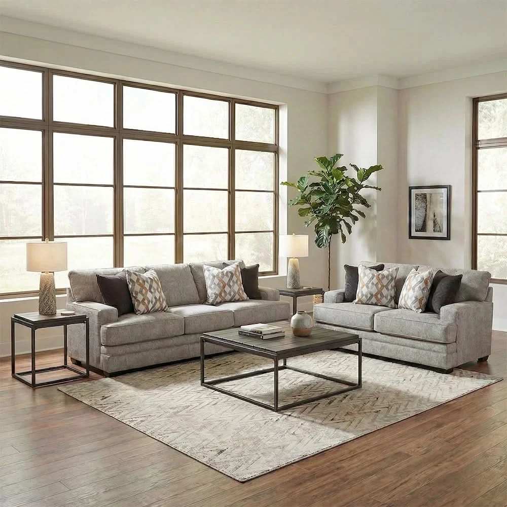 Room Package - Protege Tan Sofa and Loveseat Living Room Package with Cocktail Table Set & Rug - Image 4