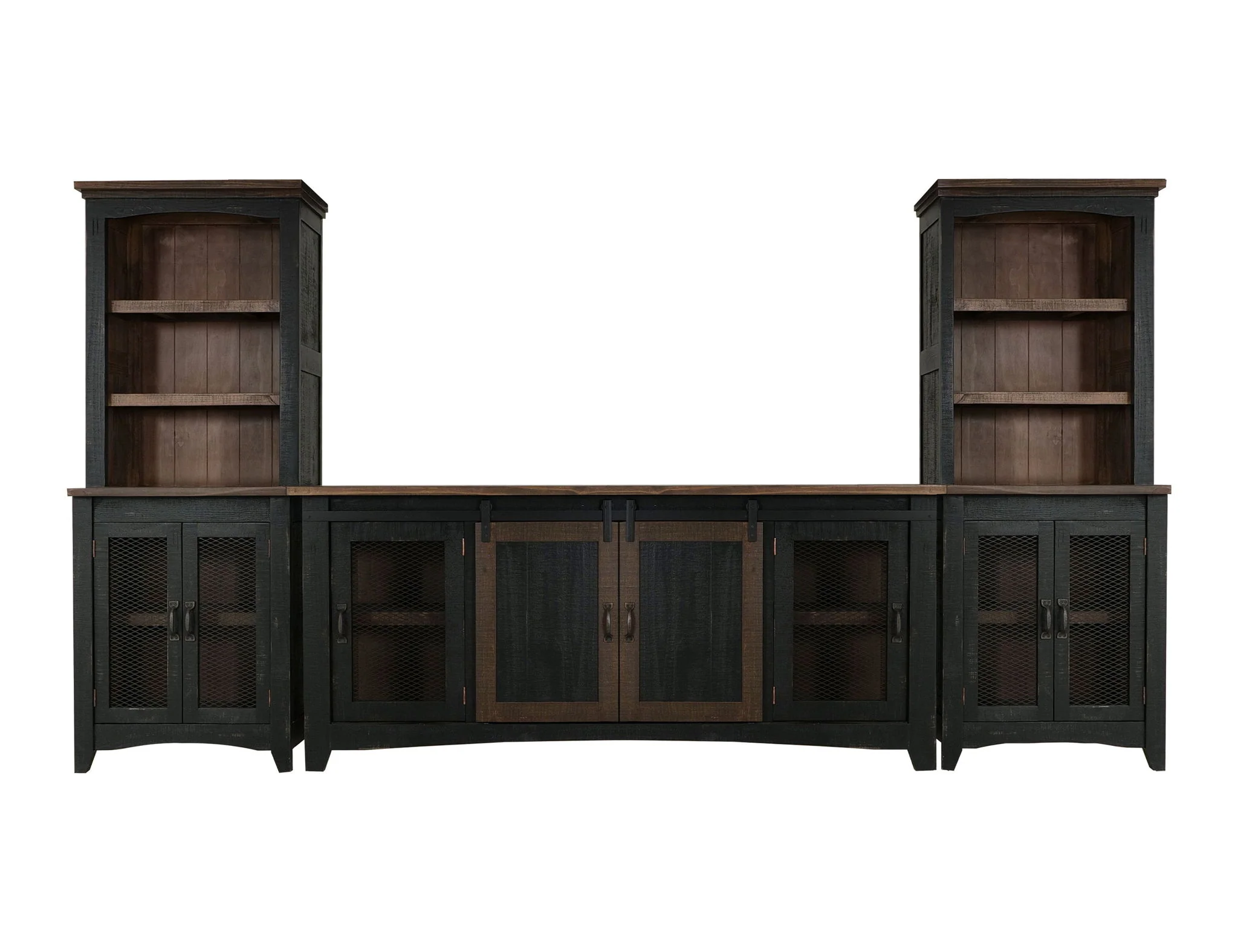 Pueblo - TV Stand / Console / Wall Unit - Black / Medium Brown - Image 4
