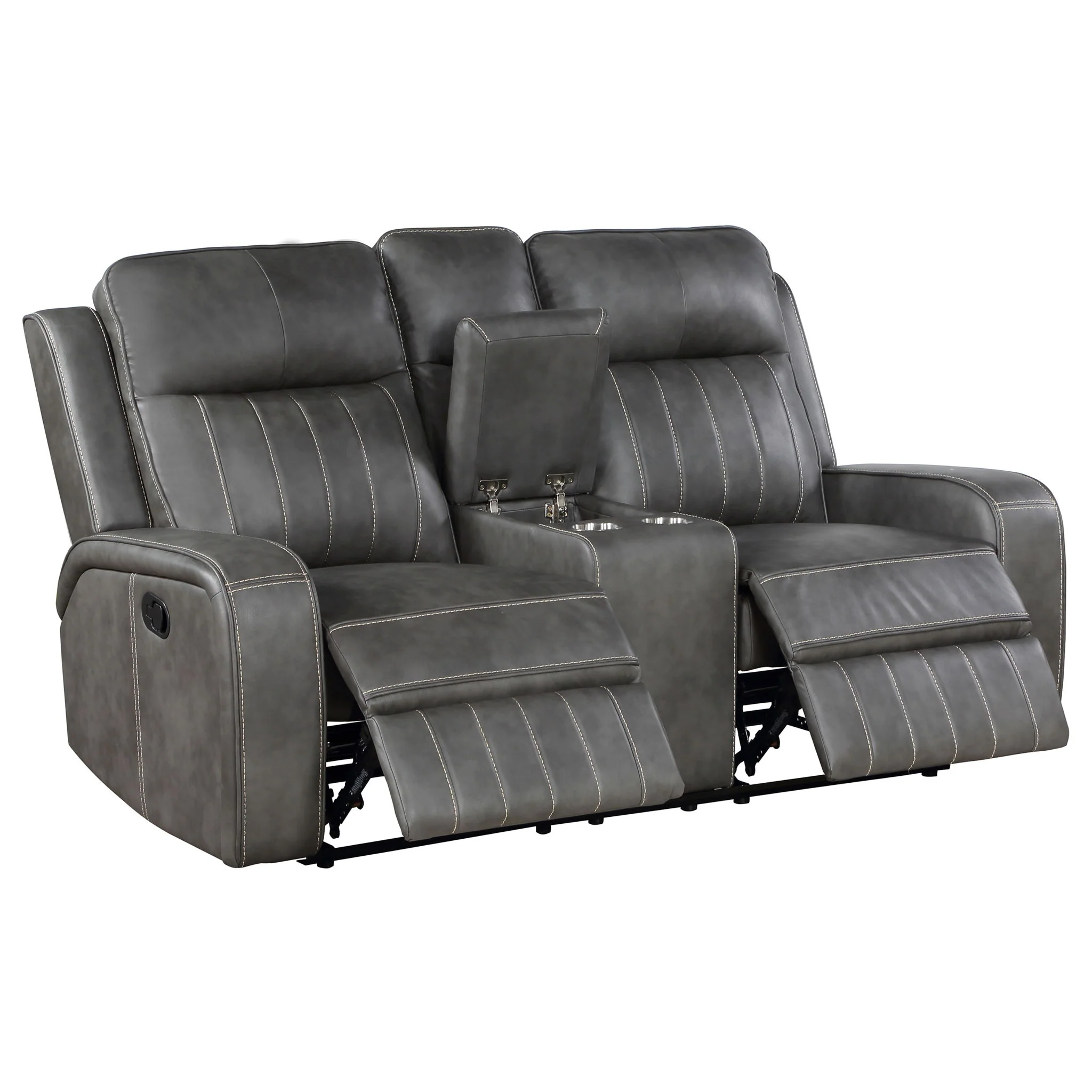 Raelynn Upholstered Track Arm Motion Loveseat Grey - Image 2