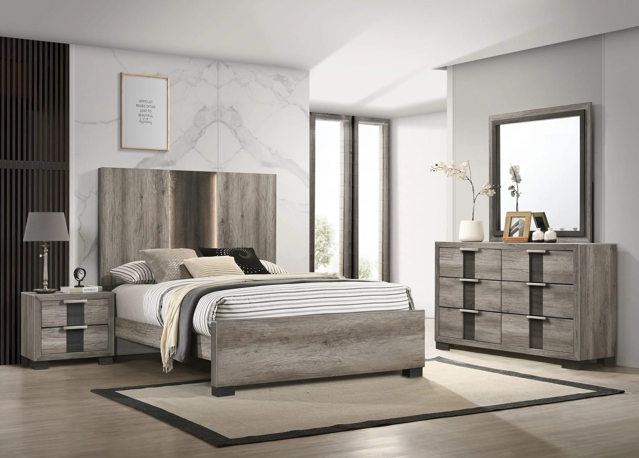 Rangley - Queen 4 Piece Bedroom Set - Dark Gray
