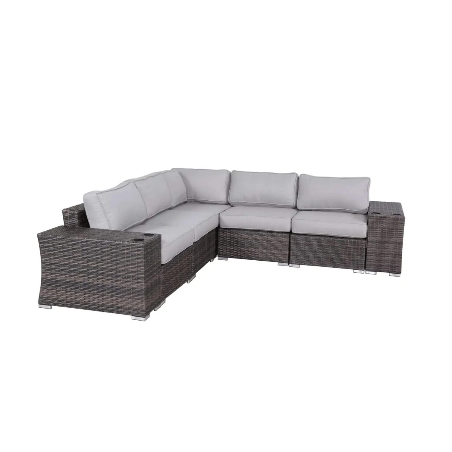 Rattan Sectional Sofa Set With Cushions - Image 4