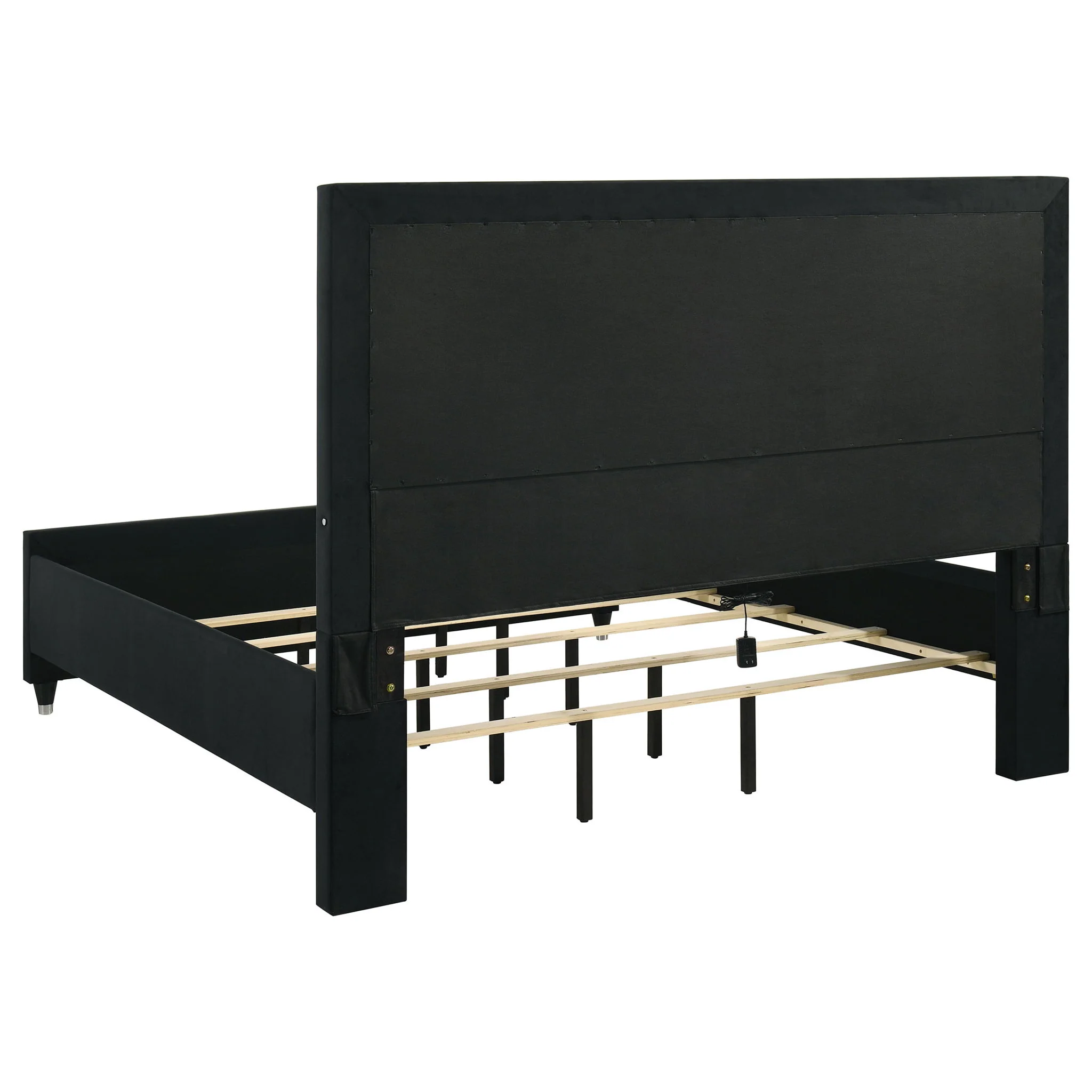 Ravenne 4-piece Velvet Upholstered Eastern King LED Bedroom Set Black - Image 2