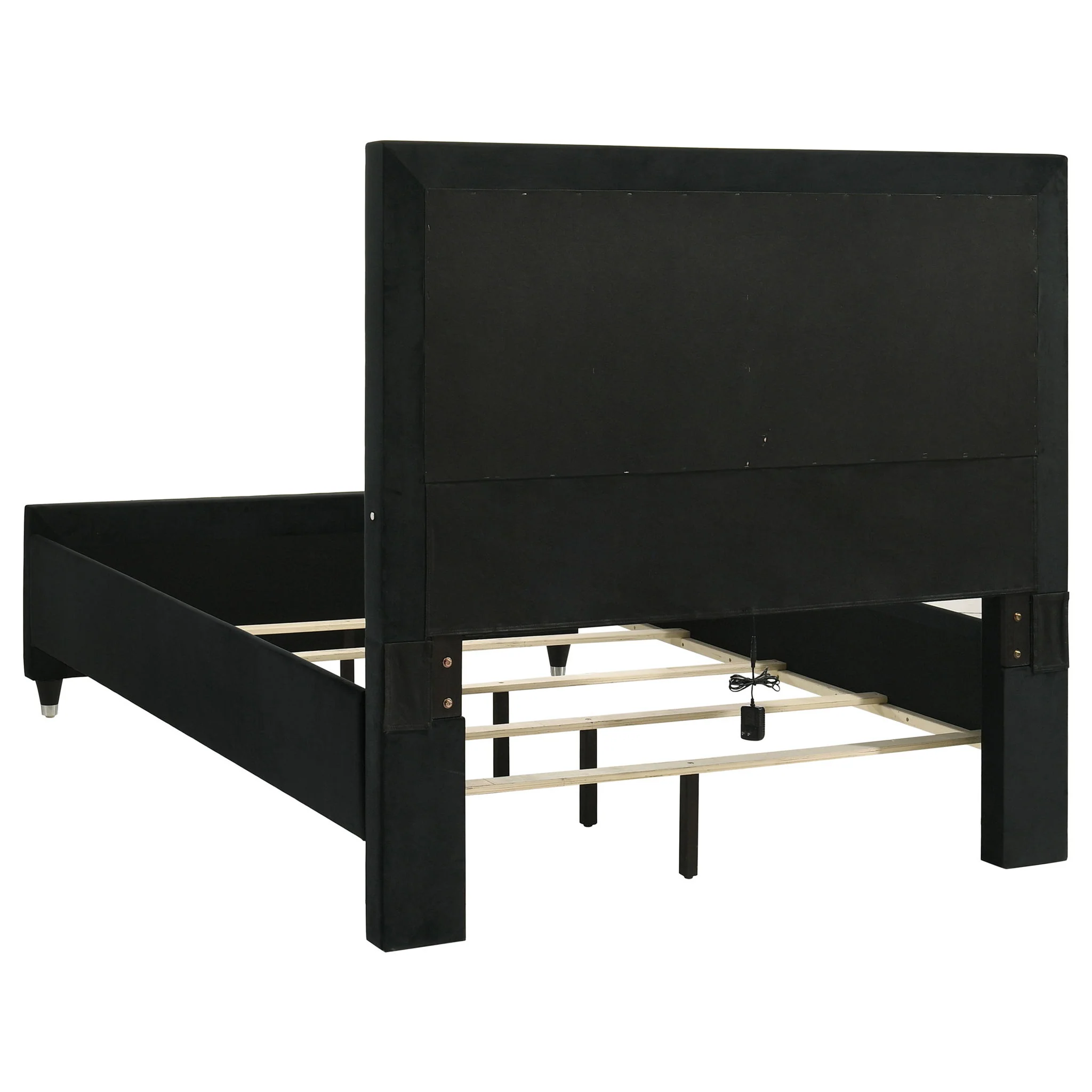 Ravenne 4-piece Velvet Upholstered Queen LED Bedroom Set Black - Image 2