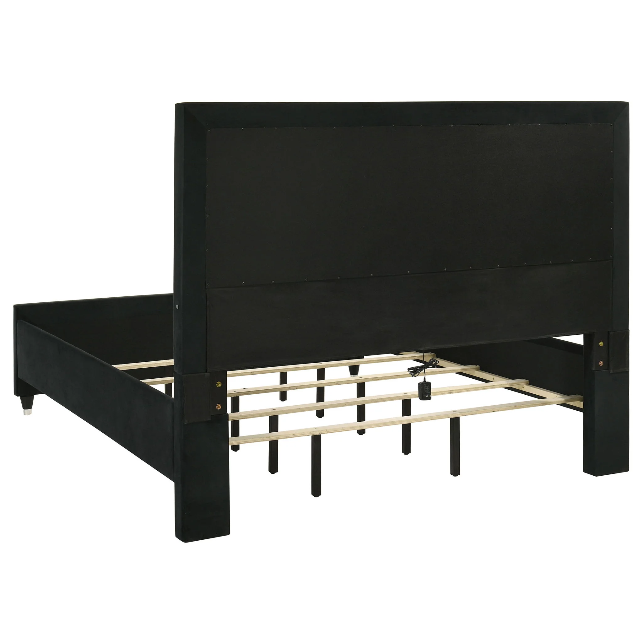 Ravenne 5-piece Velvet Upholstered California King LED Bedroom Set Black - Image 3