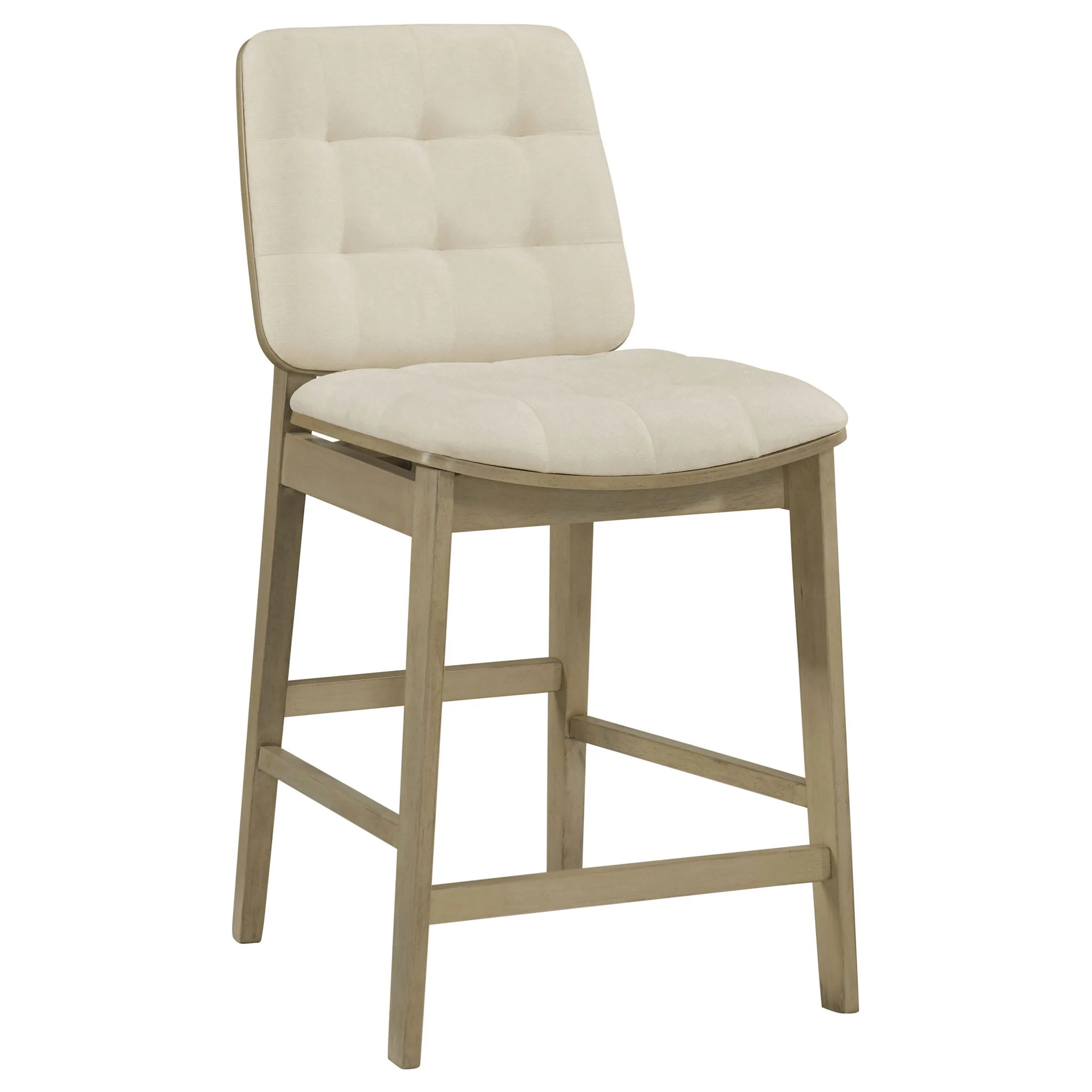 Redbridge Velvet Upholstered Counter Chair Cream and Natural Oak (Set of 2) - Image 2