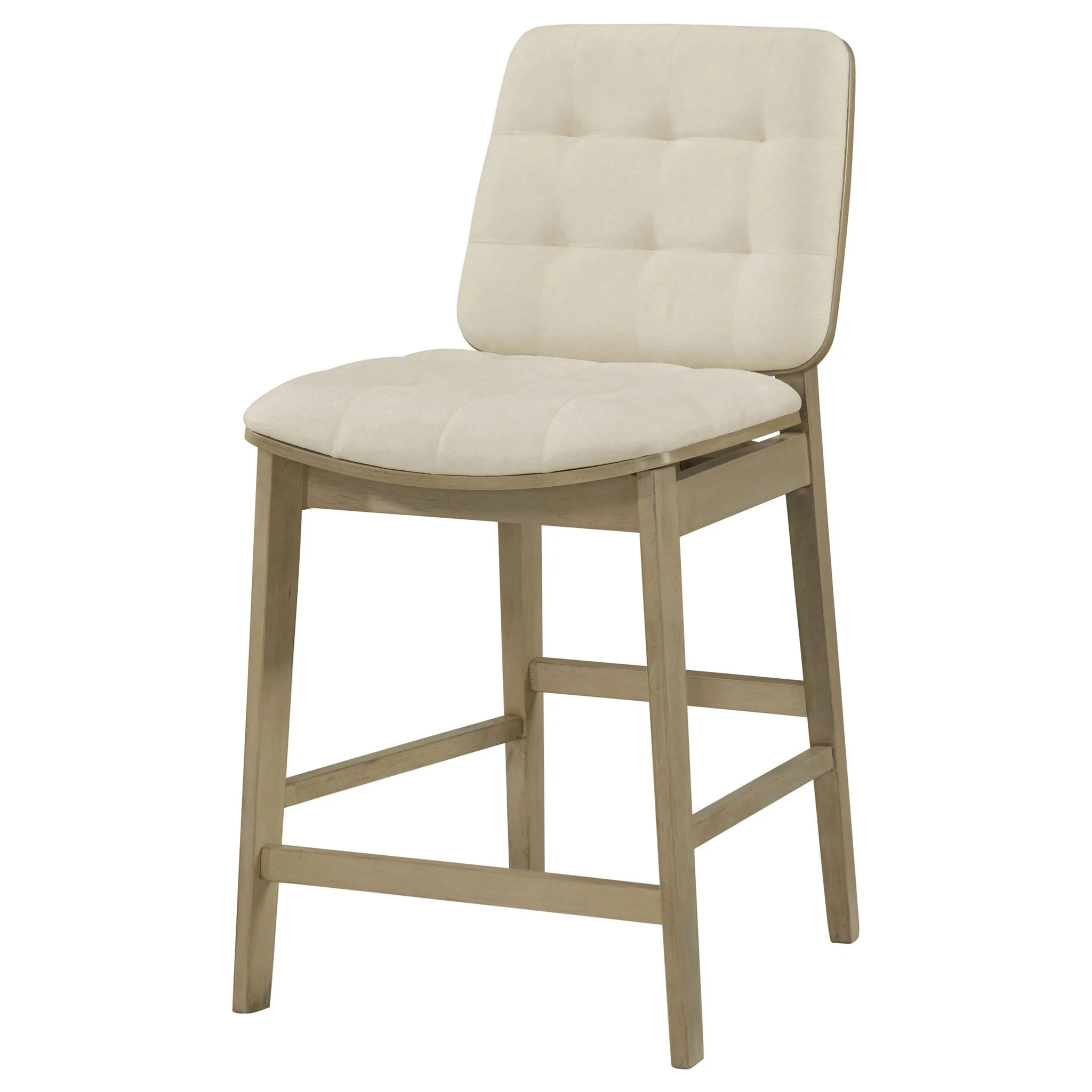 Redbridge Velvet Upholstered Counter Chair Cream and Natural Oak (Set of 2) - Image 3