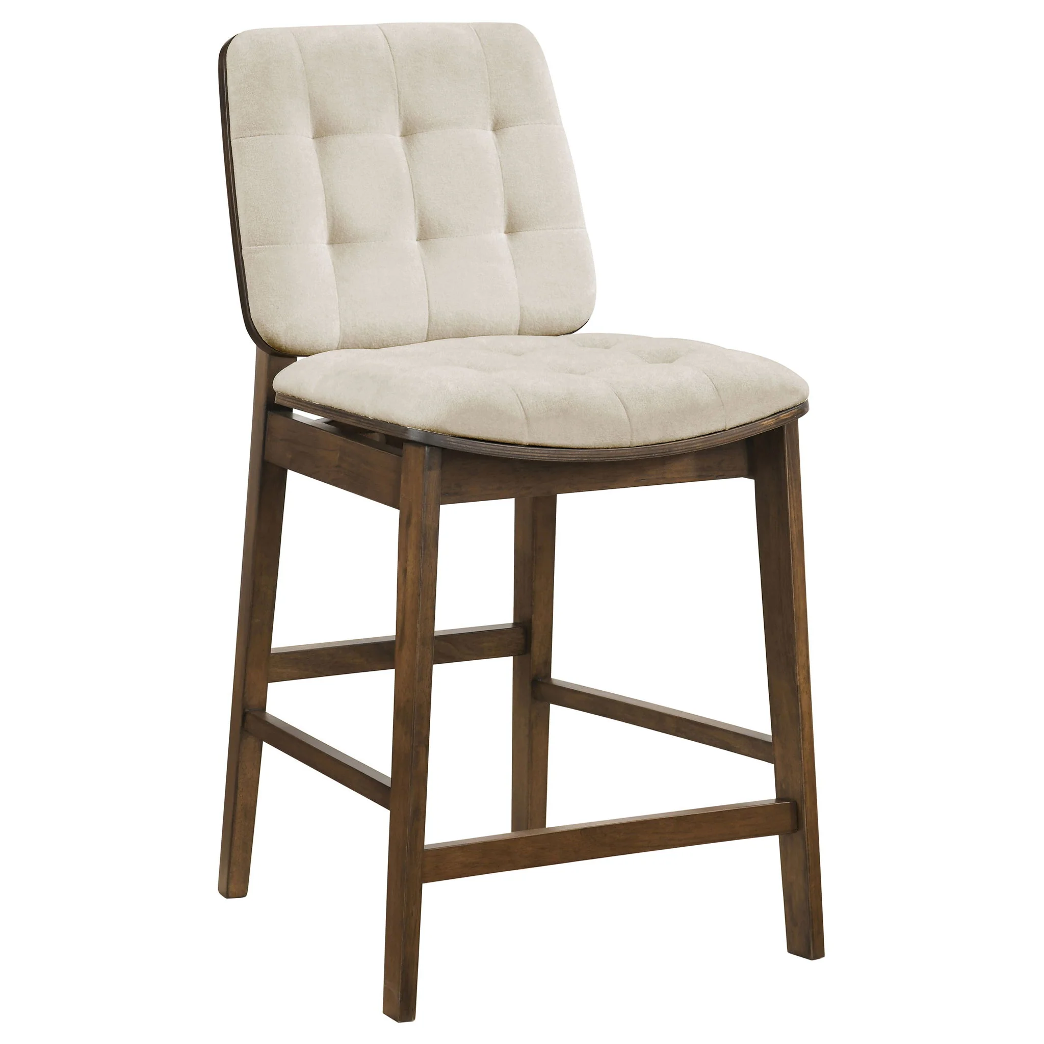 Redbridge Velvet Upholstered Counter Chair Cream and Walnut (Set of 2) - Image 3