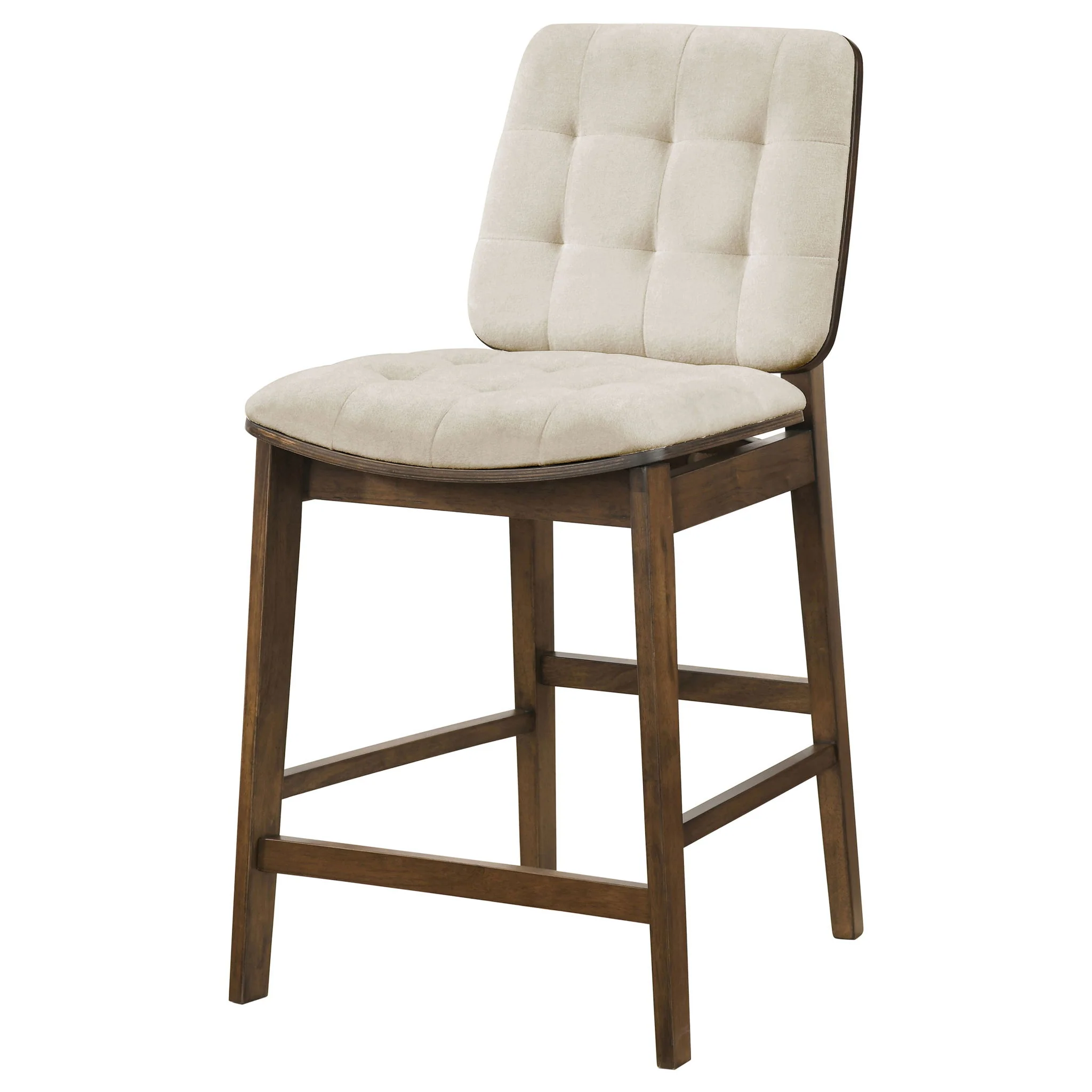 Redbridge Velvet Upholstered Counter Chair Cream and Walnut (Set of 2) - Image 4