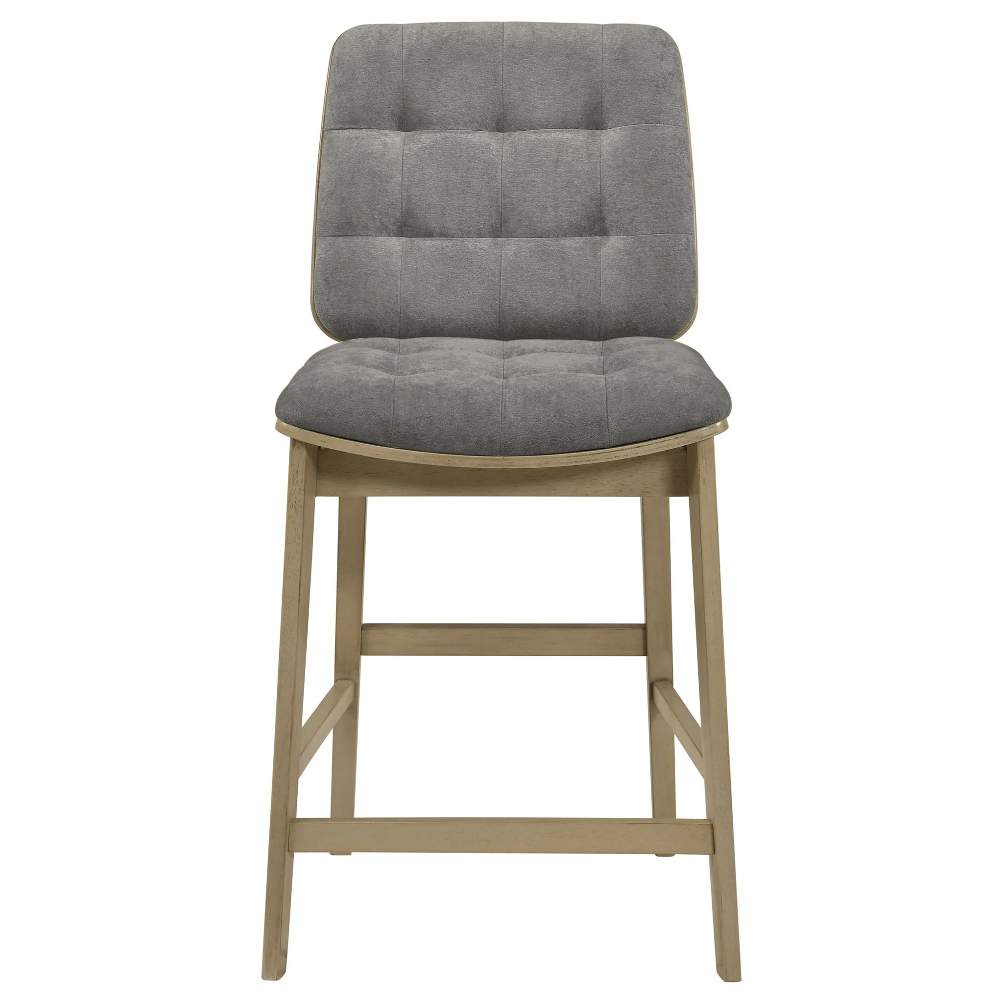 Redbridge Velvet Upholstered Counter Chair Grey and Natural Oak (Set of 2) - Image 2