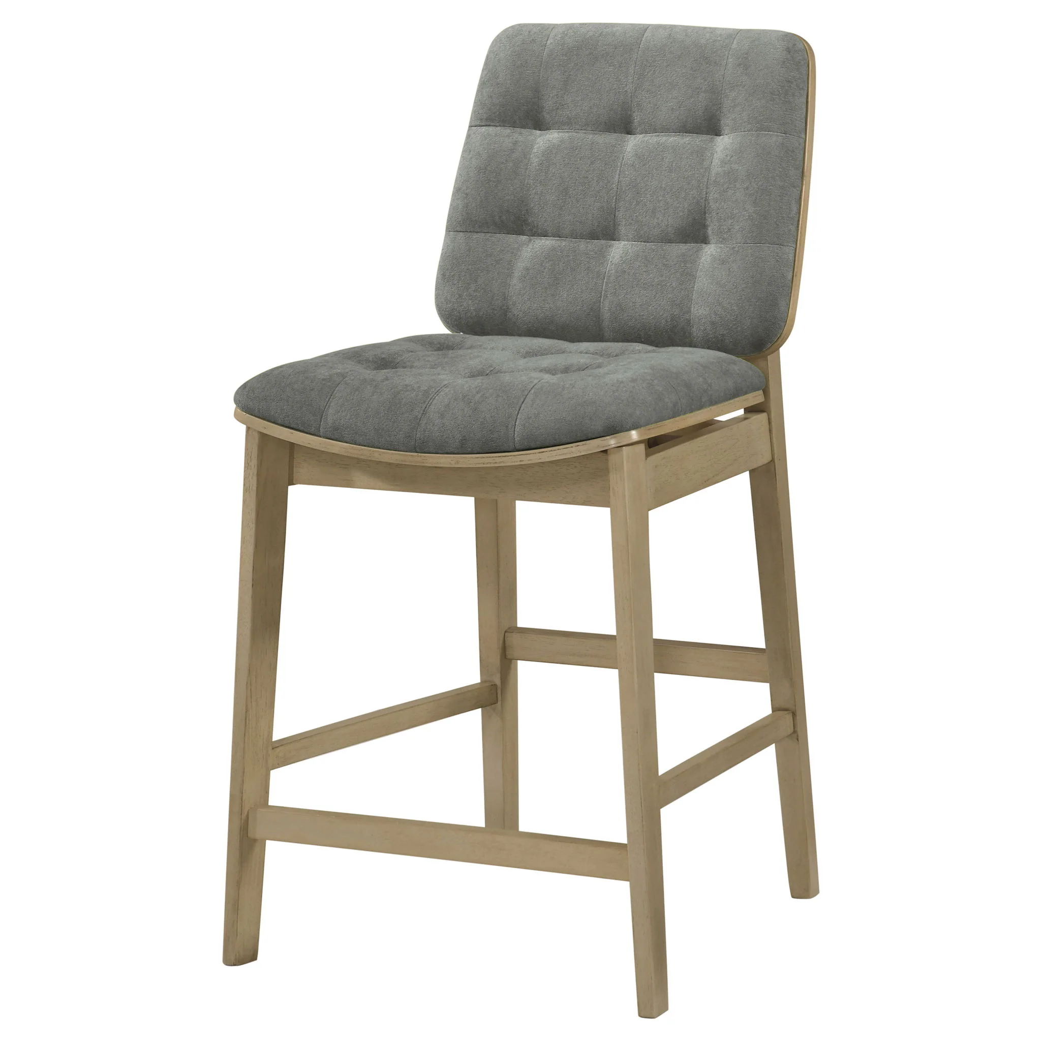 Redbridge Velvet Upholstered Counter Chair Grey and Natural Oak (Set of 2) - Image 3