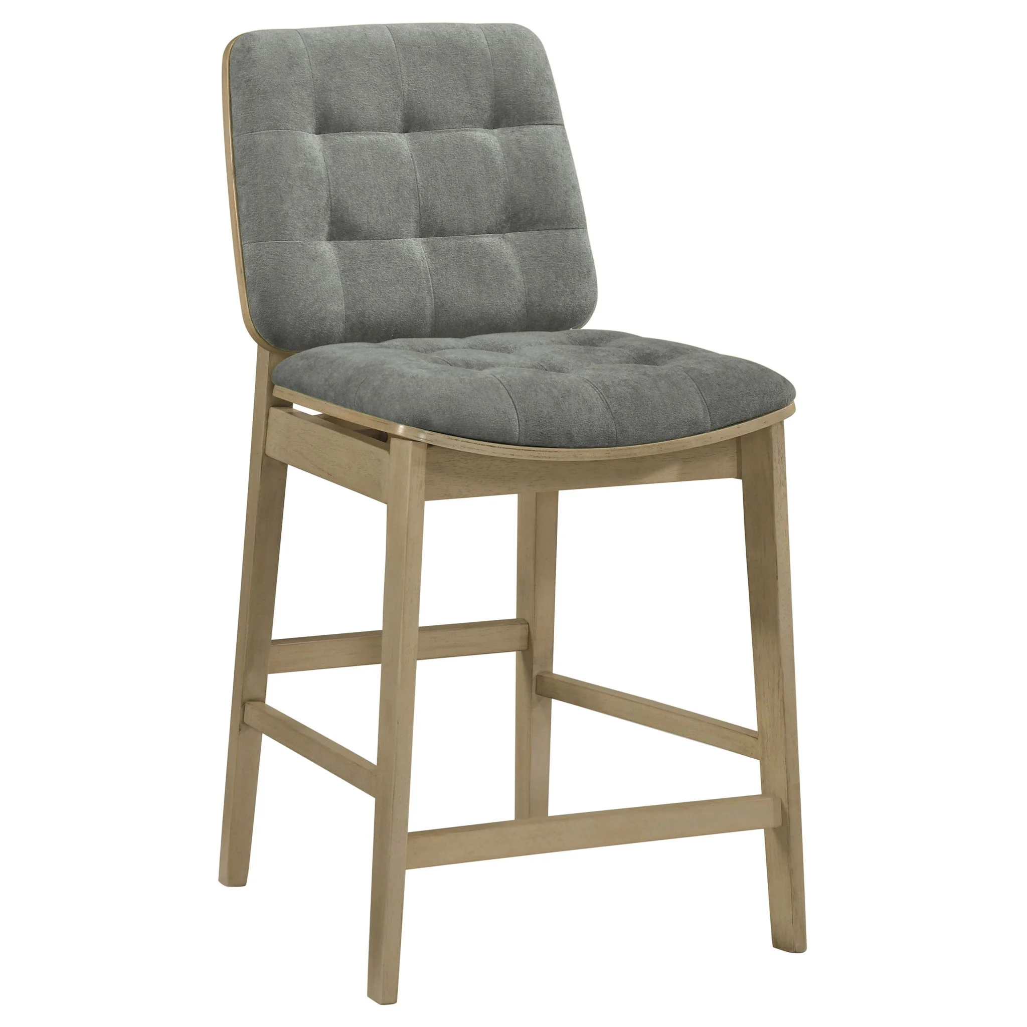 Redbridge Velvet Upholstered Counter Chair Grey and Natural Oak (Set of 2) - Image 4