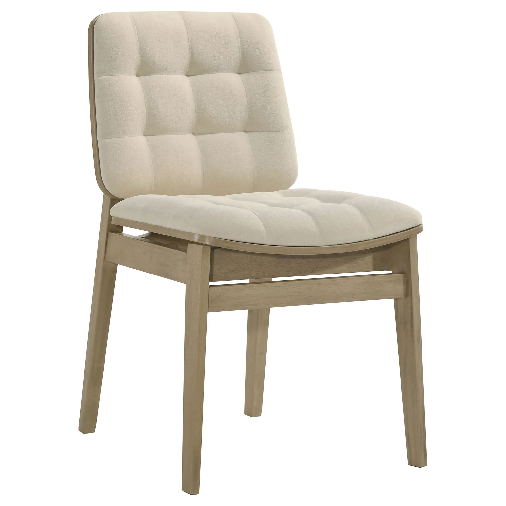 Redbridge Velvet Upholstered Side Chair Cream and Natural Oak (Set of 2) - Image 2