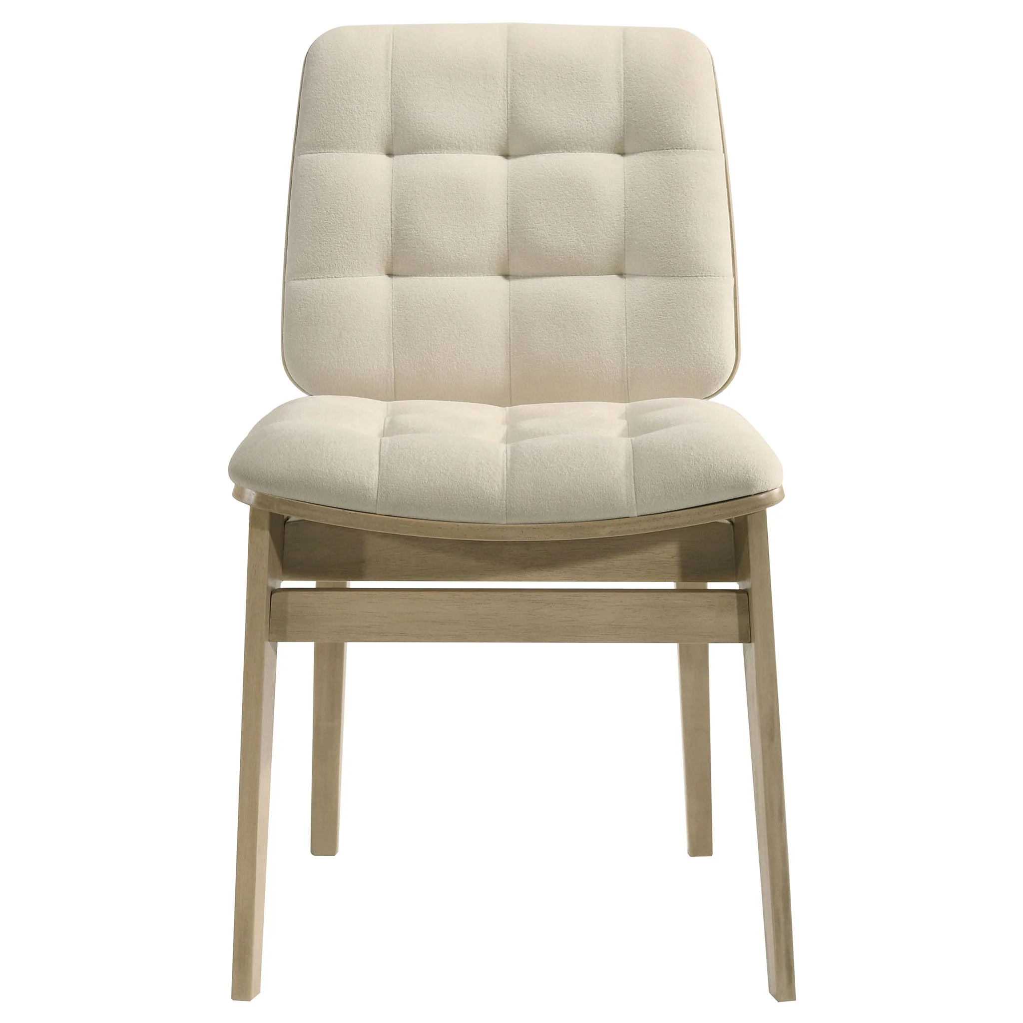 Redbridge Velvet Upholstered Side Chair Cream and Natural Oak (Set of 2) - Image 4