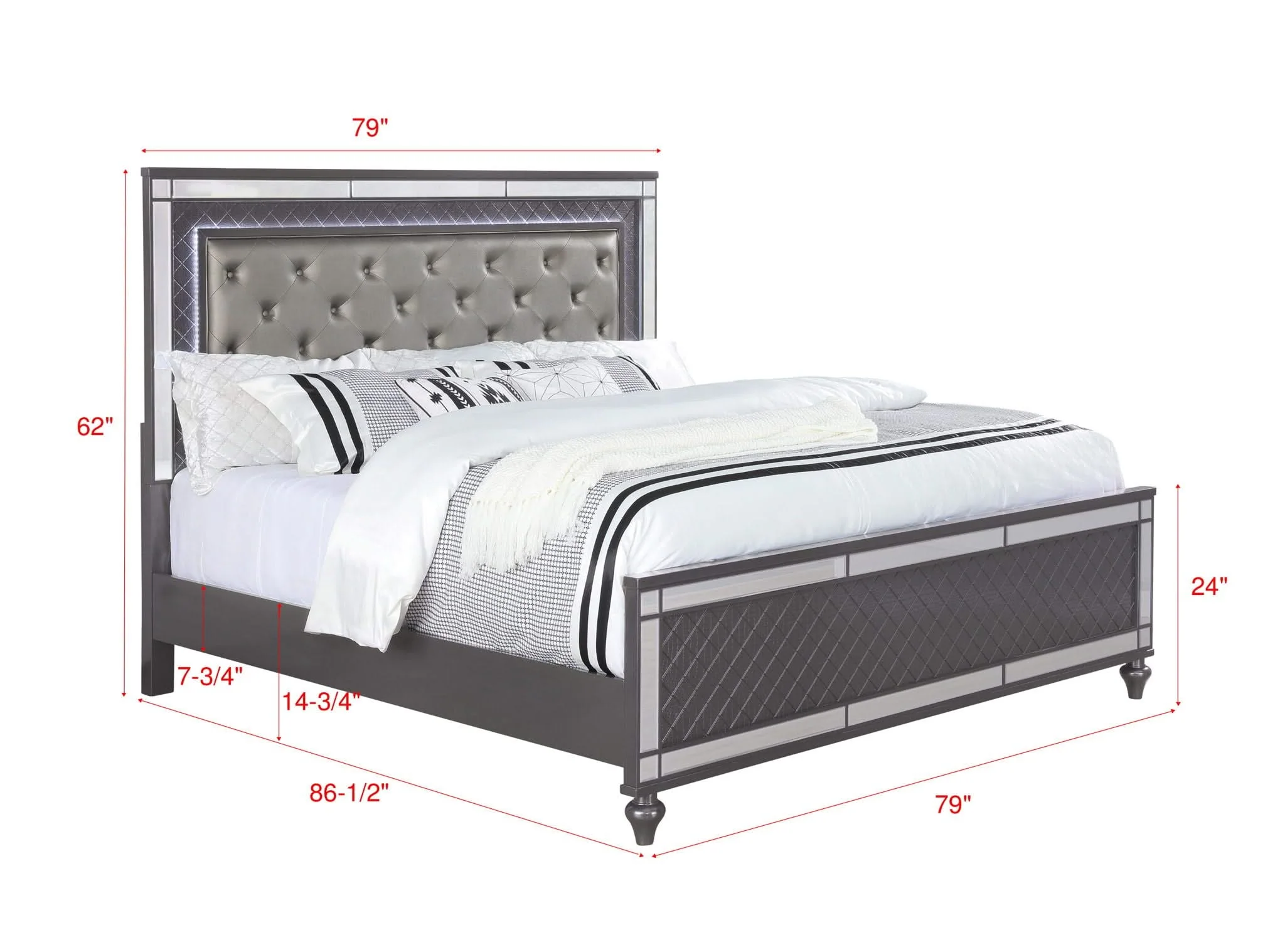 Refino - King 4 Piece Bedroom Set - Gunmetal - Image 4