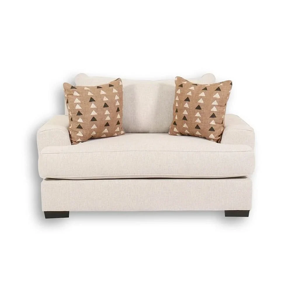 Renegade Beige Oversized Fabric Chair with Loose Cushions and Throw Pillows - Image 3