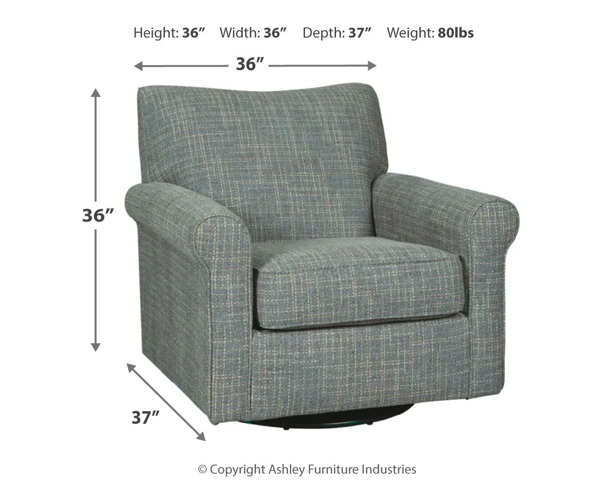 Renley - Swivel Glider Accent Chair - Ash - Image 4